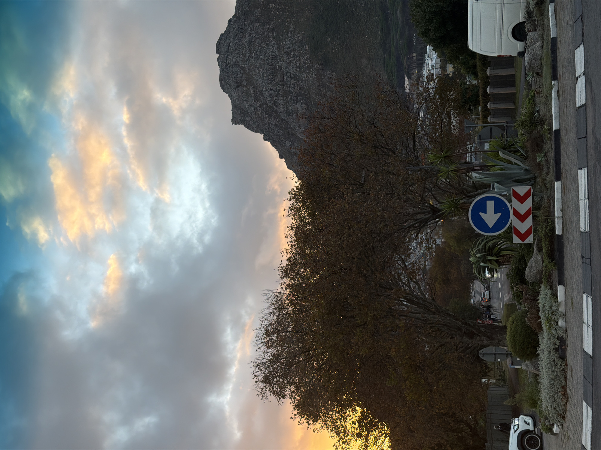 Street scene captured at base of mountain in Hout Bay