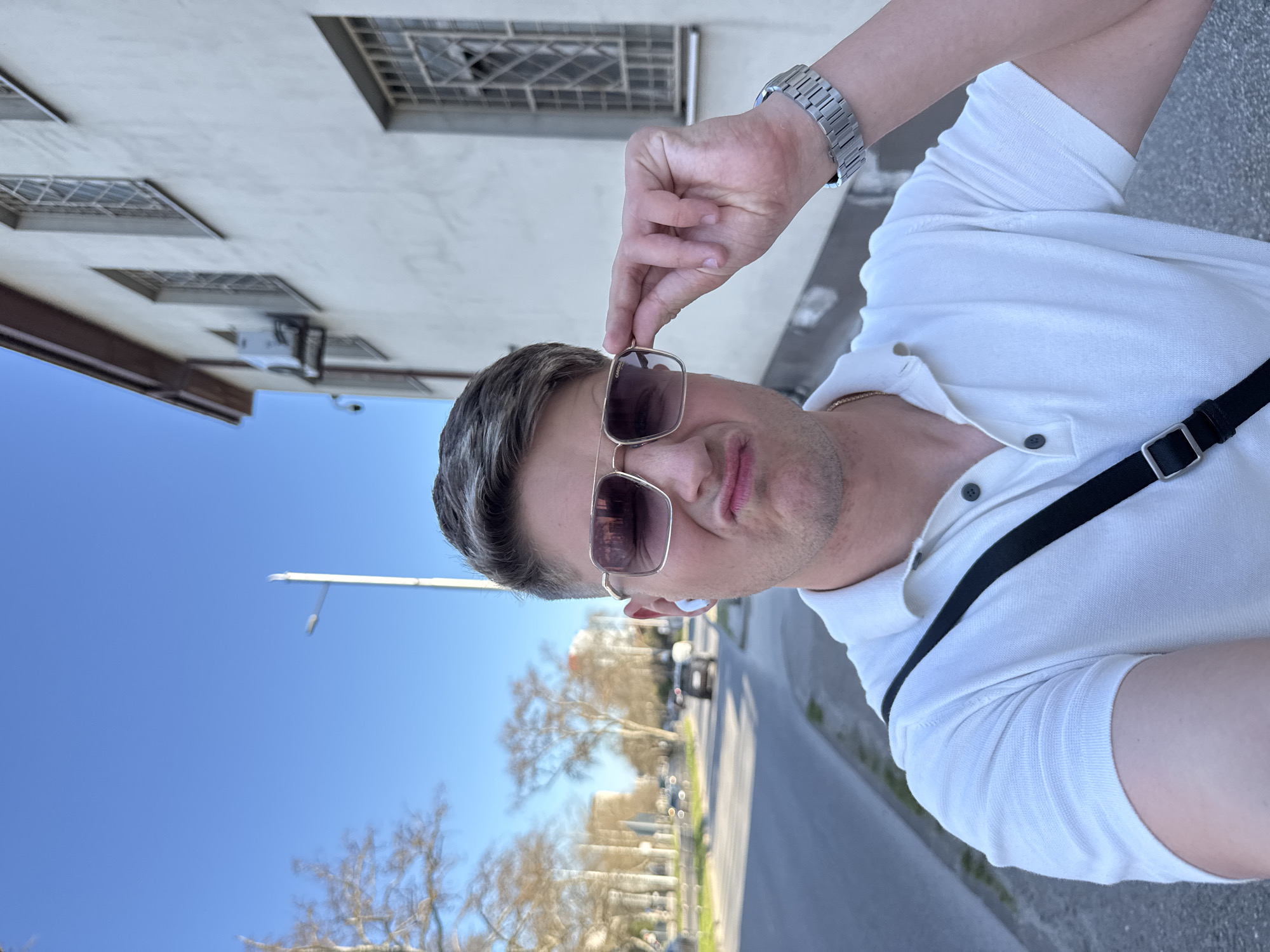 Man takes selfie on sunny day in Plovdiv