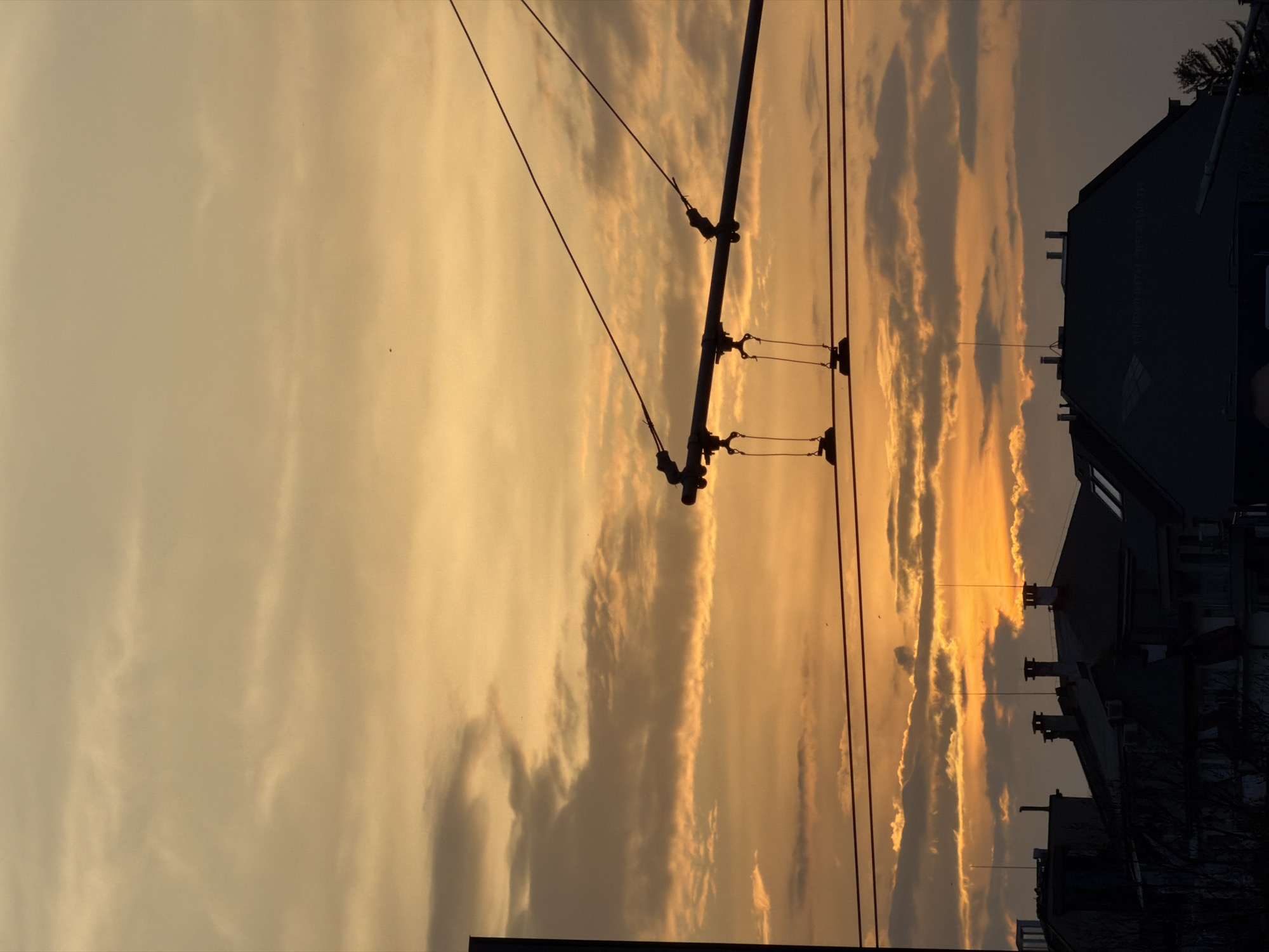 Golden sunset sky observed over Sofia, Bulgaria