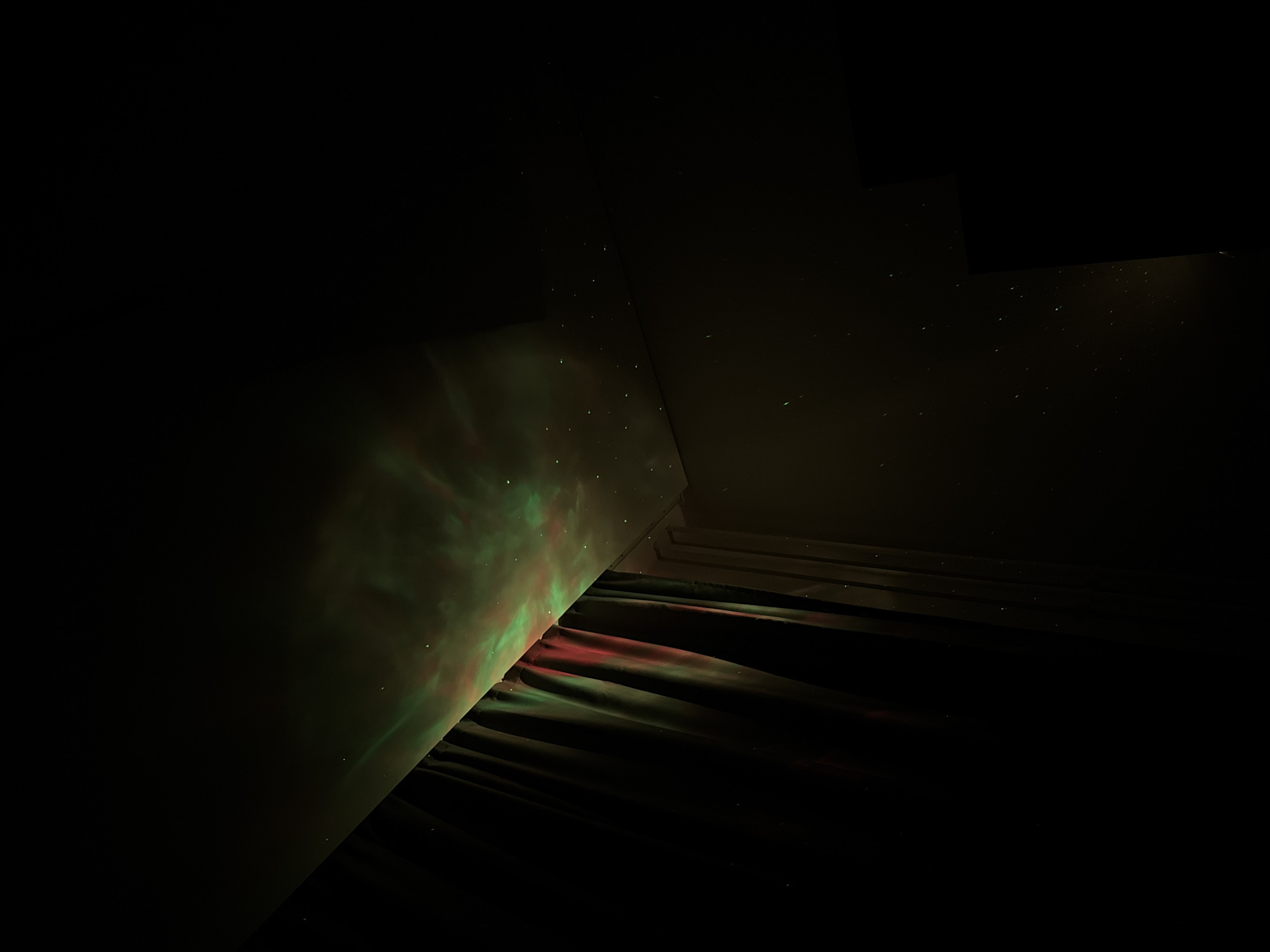 Aurora projections illuminate Russian interior space in evening display