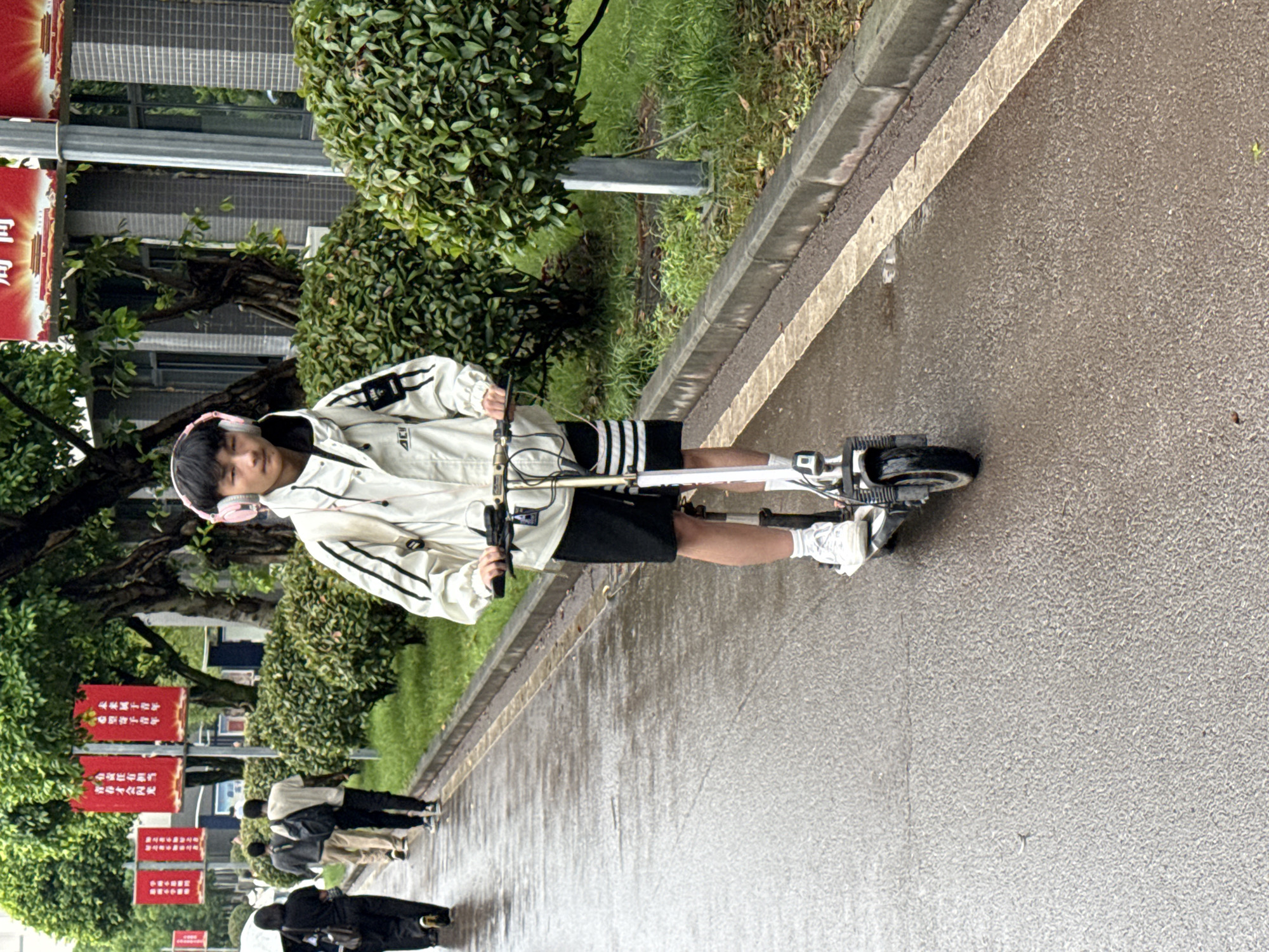 Early morning street activity observed in Jiangjin, China