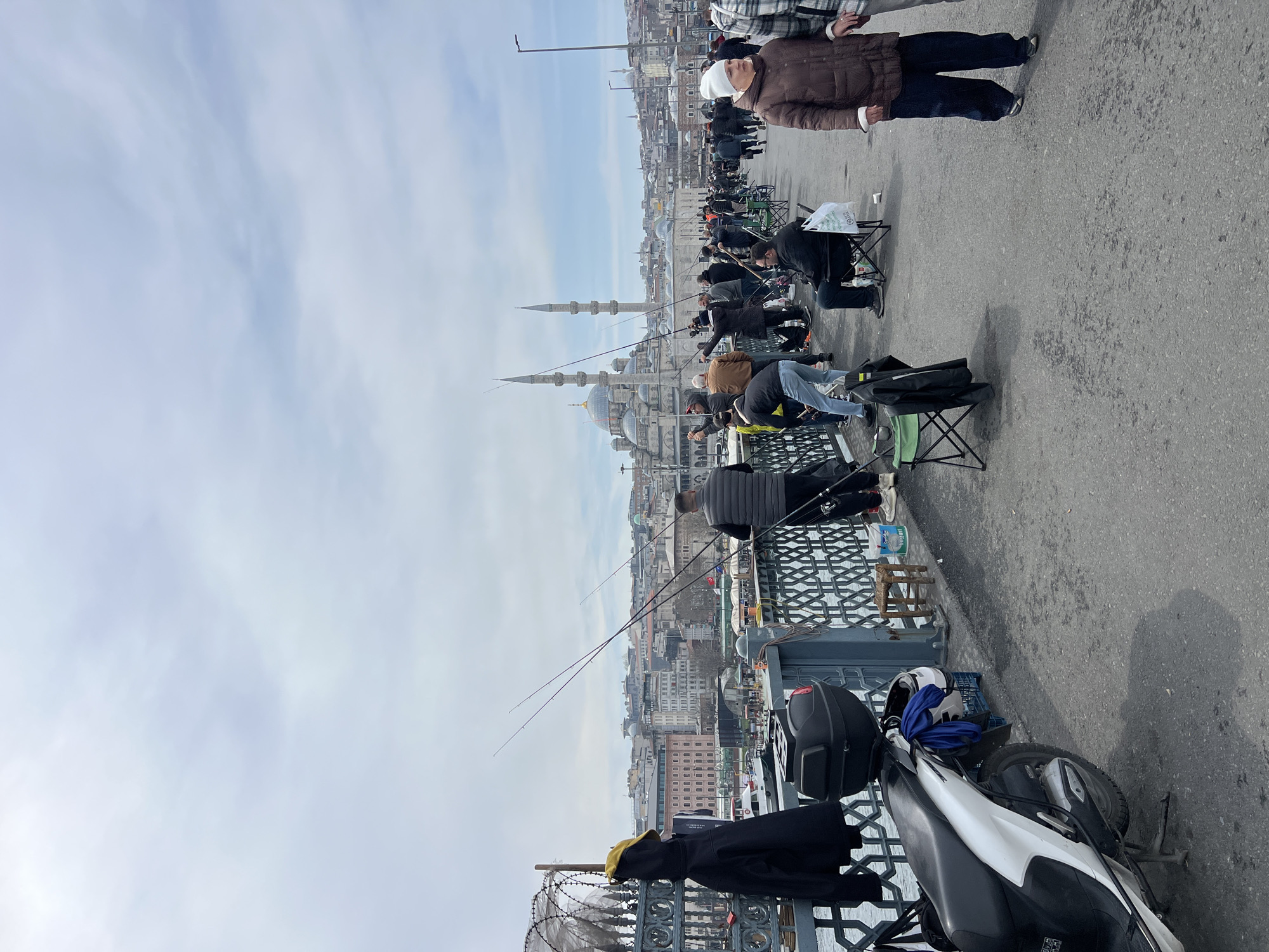 Morning life unfolds on Istanbul's Galata Bridge