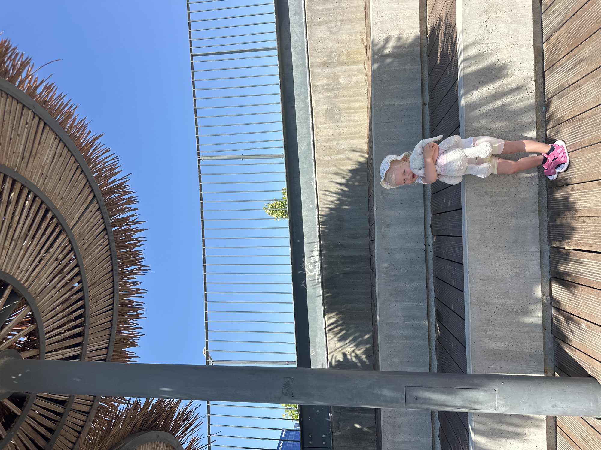 Child plays at waterfront park in Petah Tikva morning