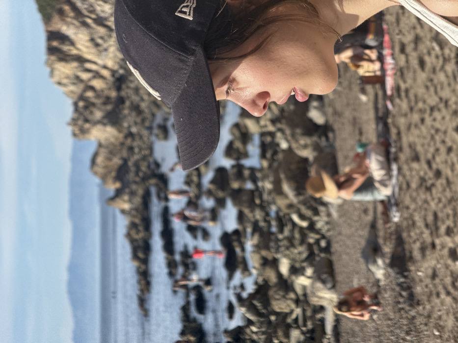 Woman photographed in profile at Redondo Beach coastal scene