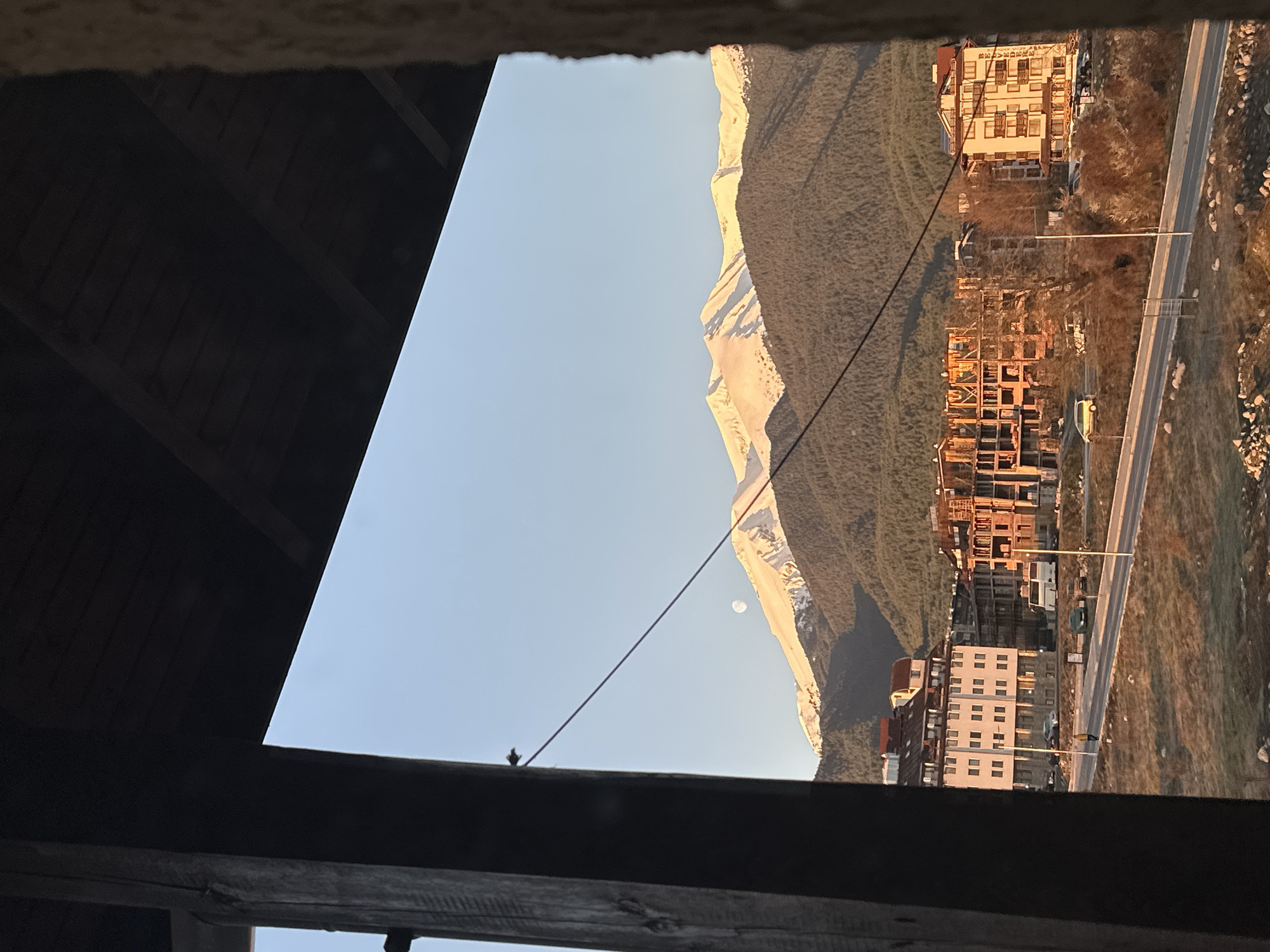 Morning view captured from wooden structure in Bansko, Bulgaria