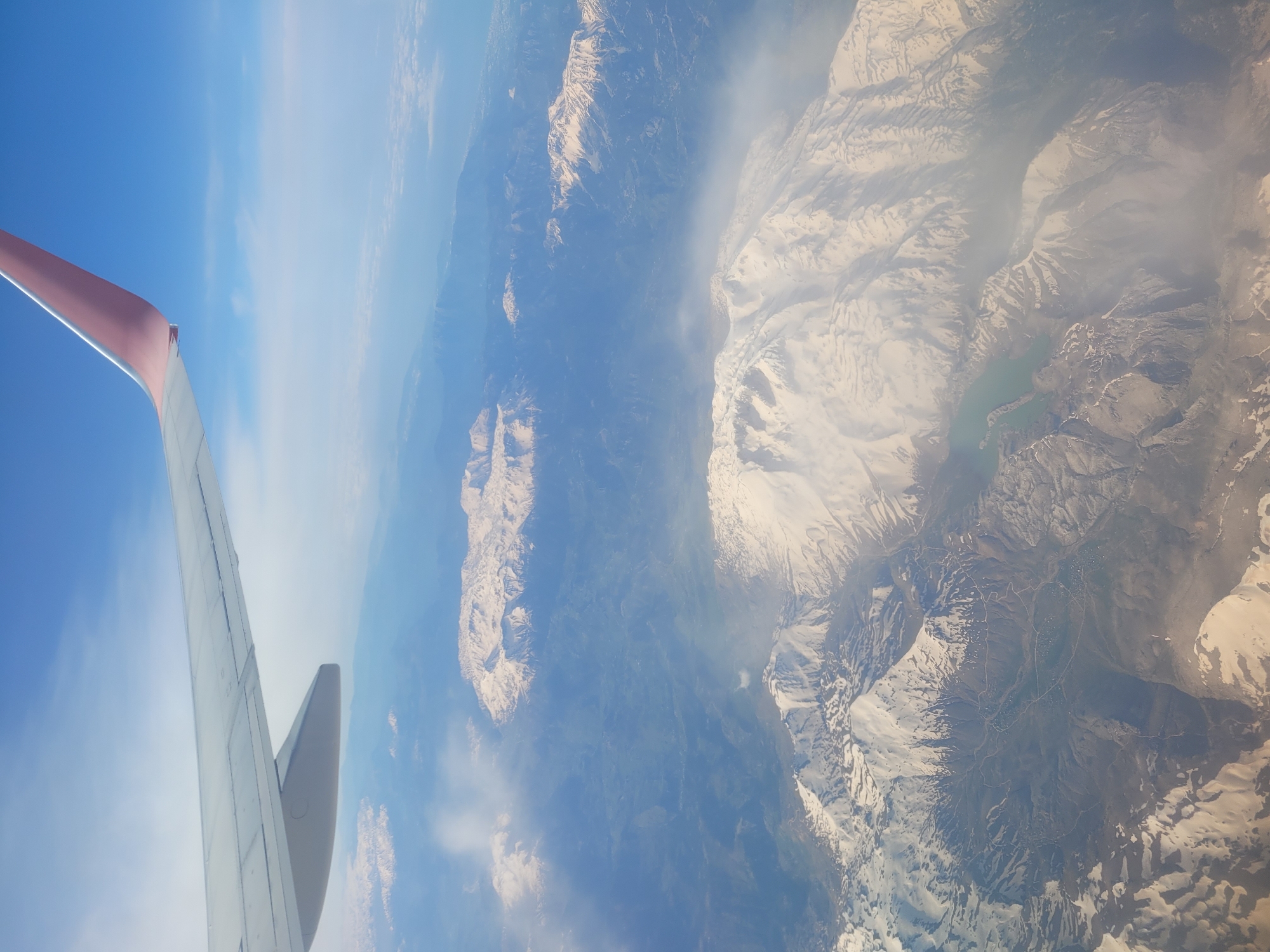 Aerial view captured over mountainous Gündoğmuş region from airplane