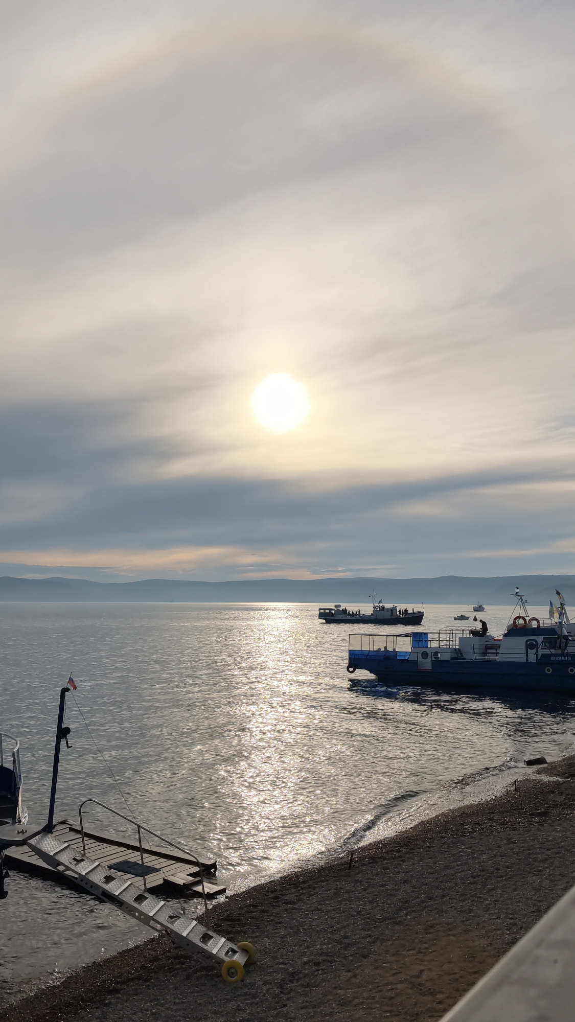 Lake Baikal waterfront life in Listvyanka on a July morning