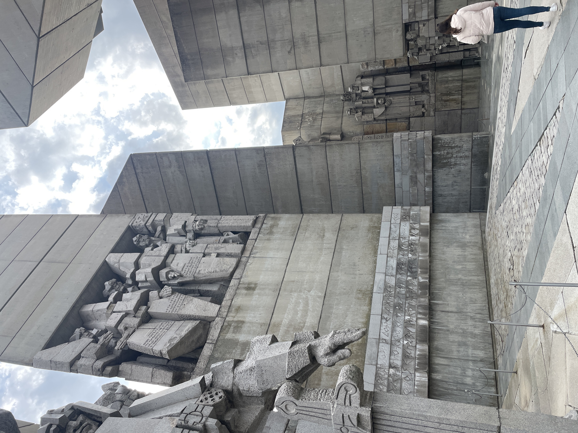 Brutalist monument with mosaic murals documented in Shumen, Bulgaria