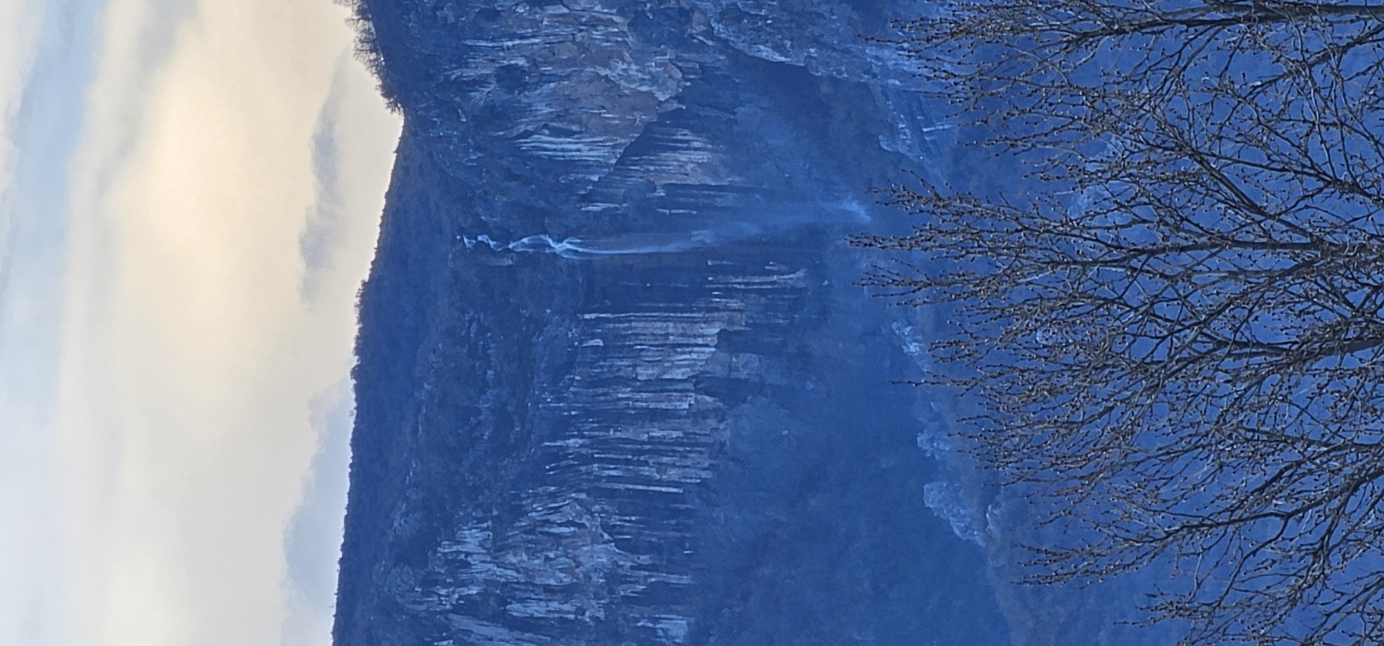 Waterfall photographed on rocky mountain face in Vratsa, Bulgaria