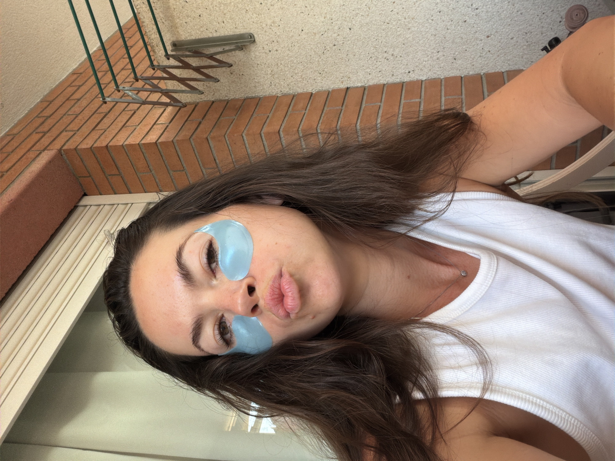 Morning skincare routine selfies in Salou, Spain
