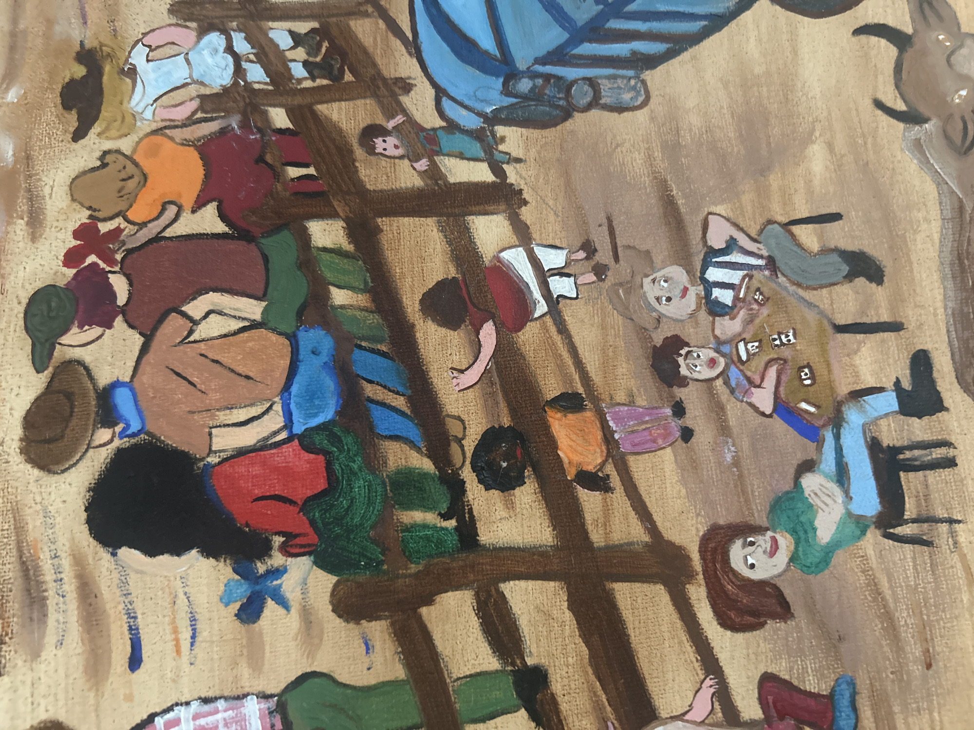 Folk art painting captures bustling market scene in Maracay