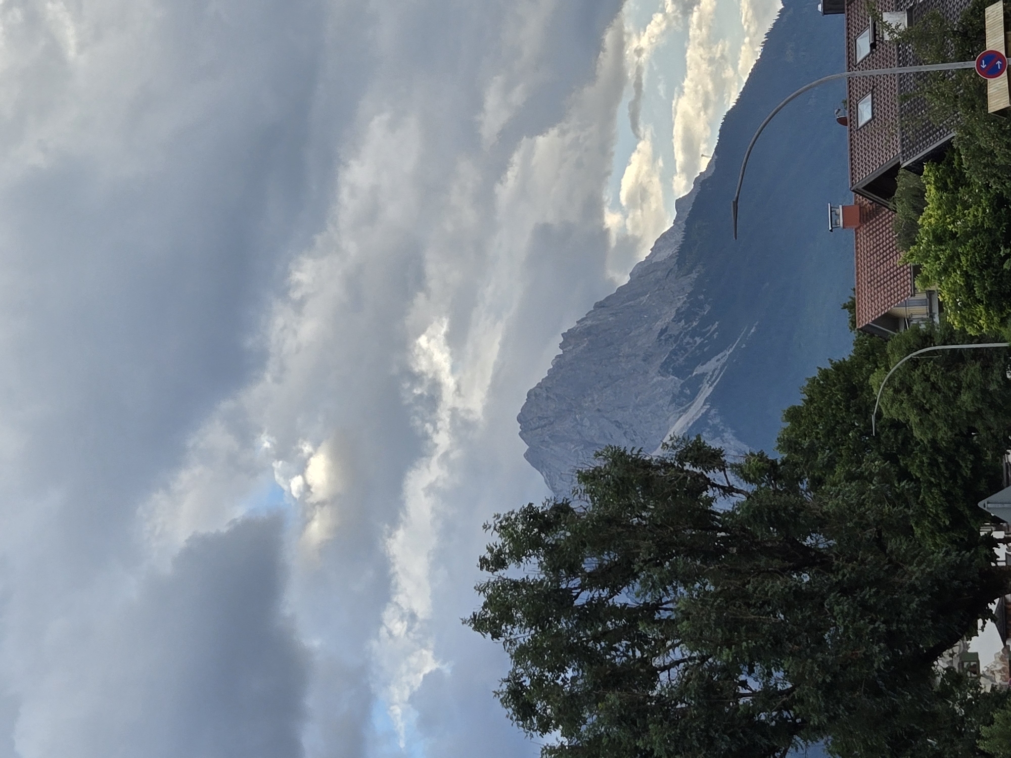 Garmisch-Partenkirchen streets and skyline with the Alps behind