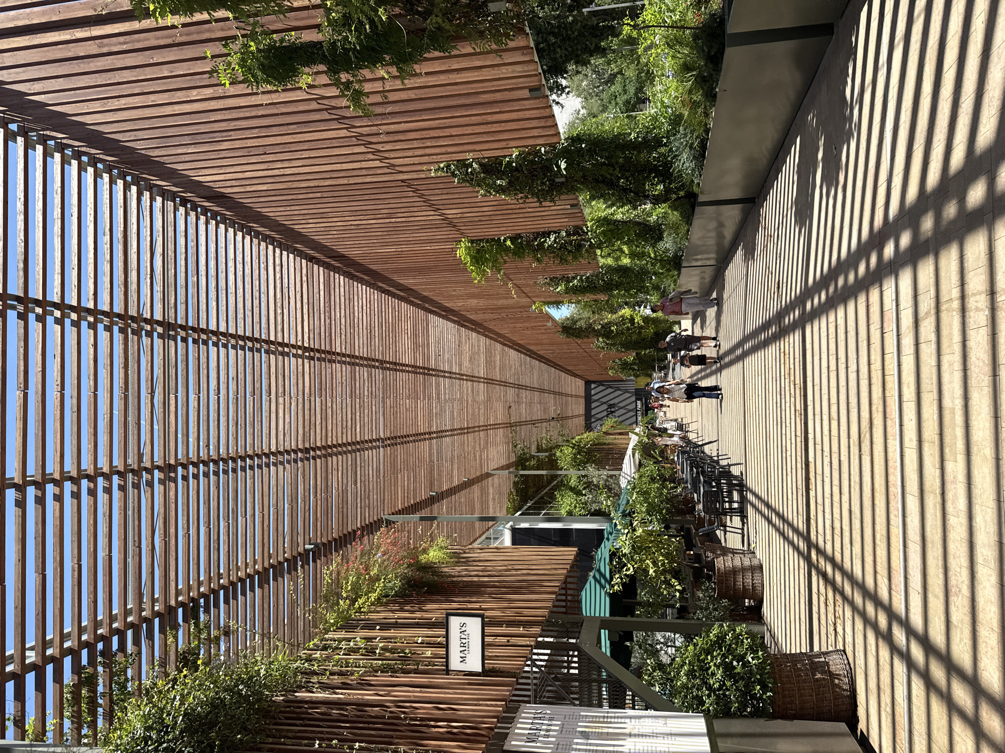 Barcelona pedestrian area and fitness facility documented midday