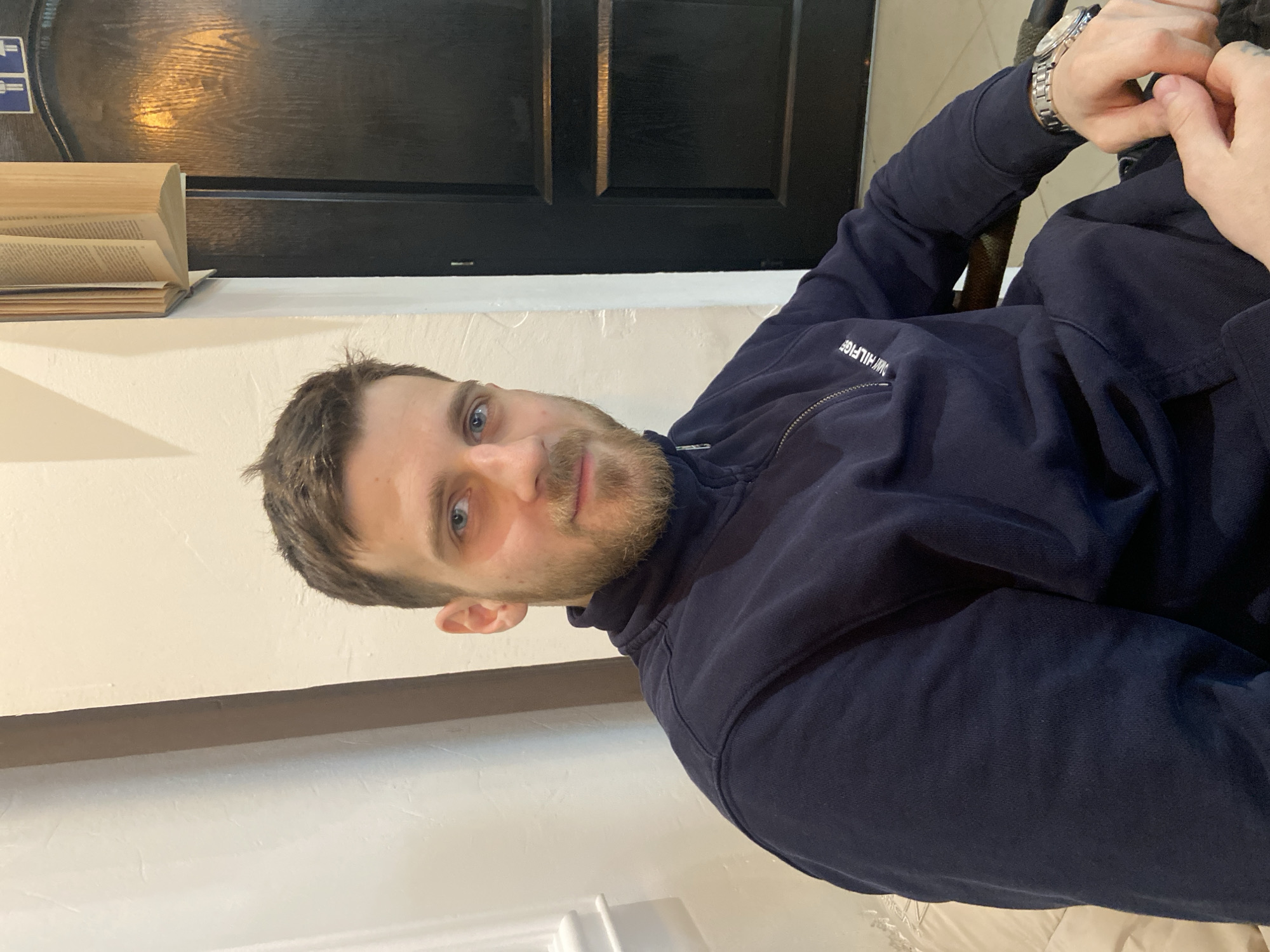 Man enjoys coffee break at Kraljevo cafe