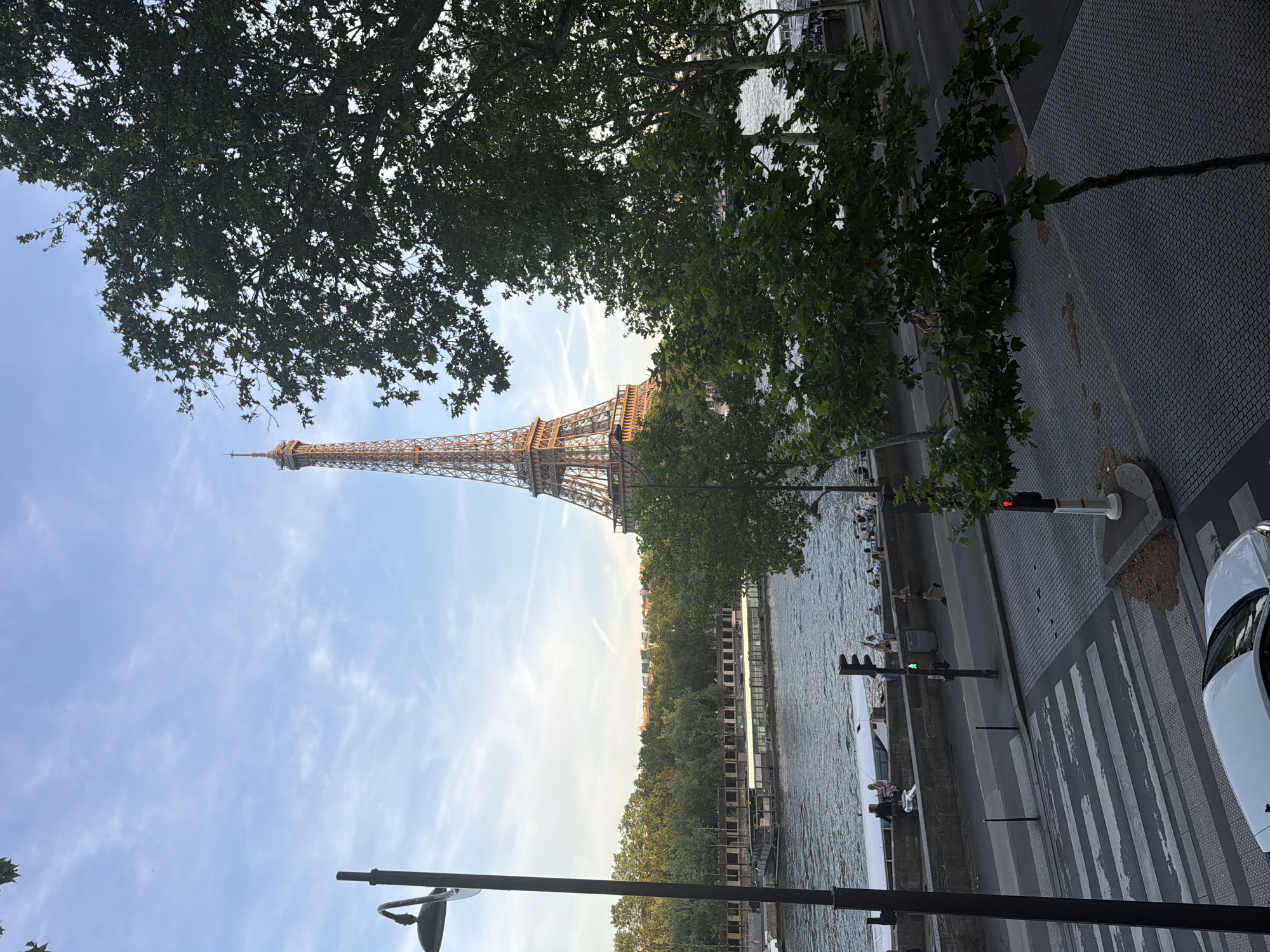 Eiffel Tower viewed from multiple angles near Seine River