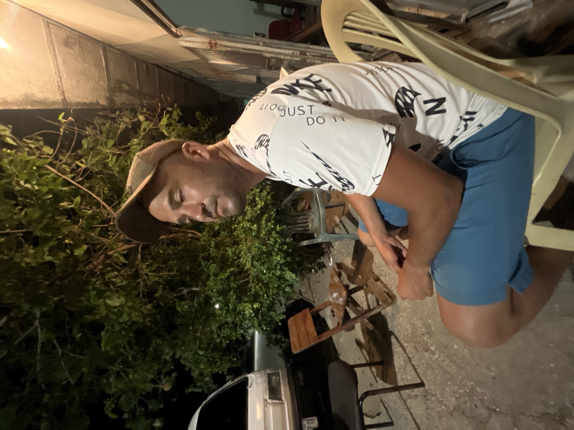 Late-night outdoor hangout under the moon in Conuco Viejo