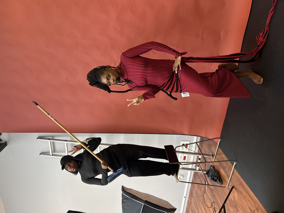Fashion photo shoot documented in Cachan studio Wednesday afternoon