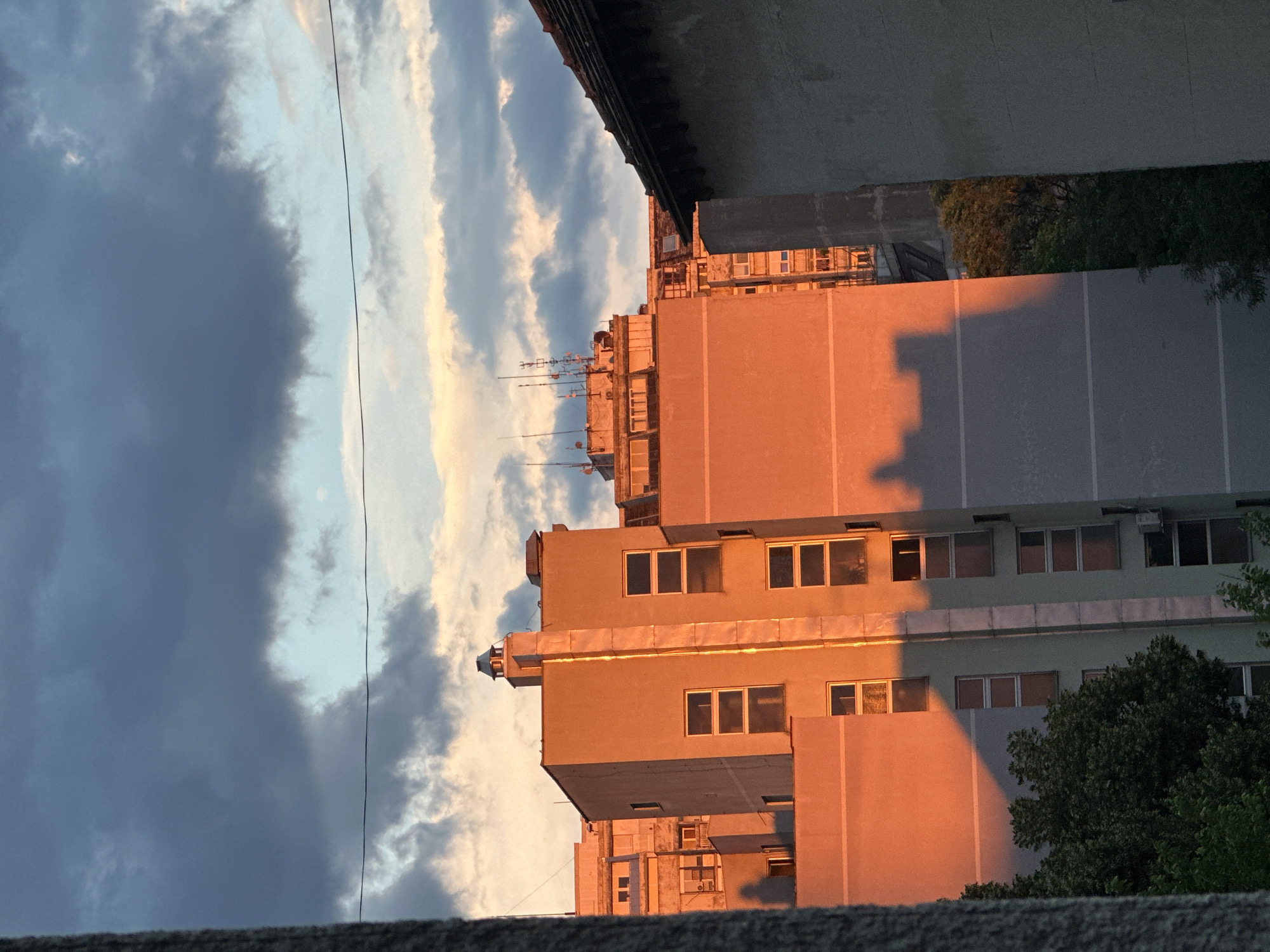 Belgrade evening: sunset skies, a red Porsche, and a resting poodle