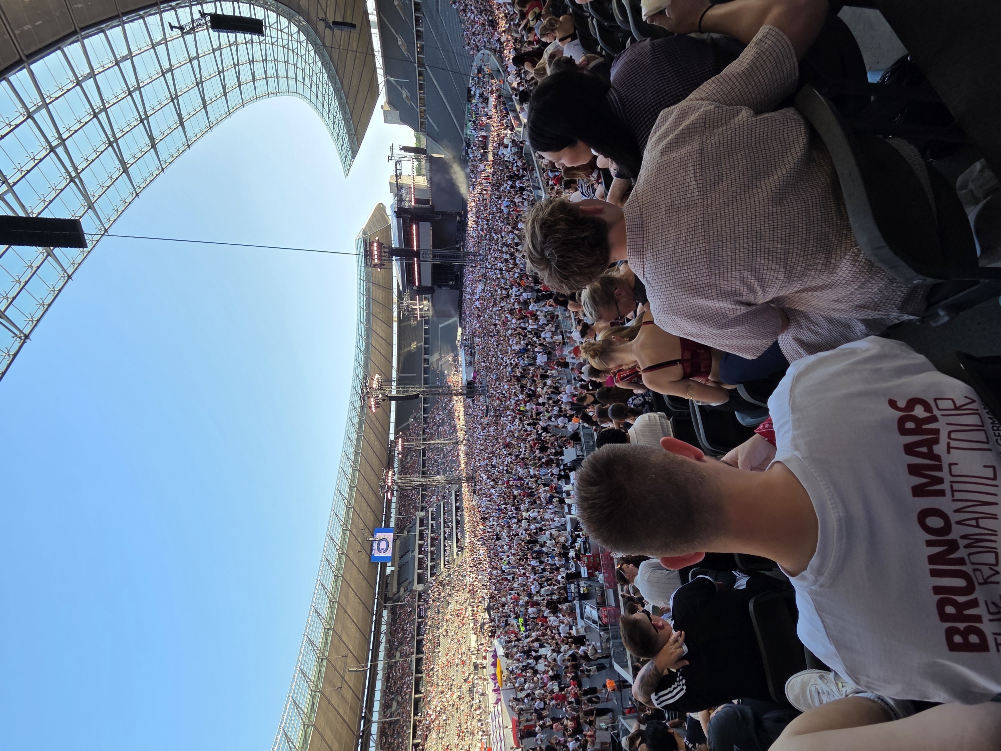 Sunny stadium crowd at a Just Dance event