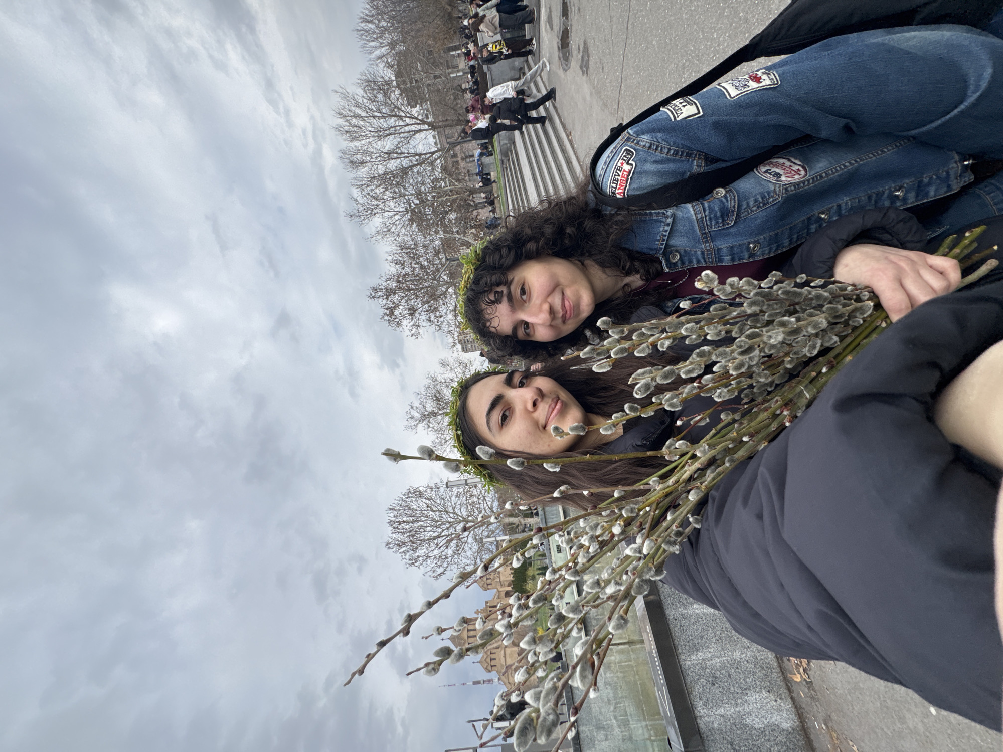 Spring celebration with willow branches in Yerevan, Armenia