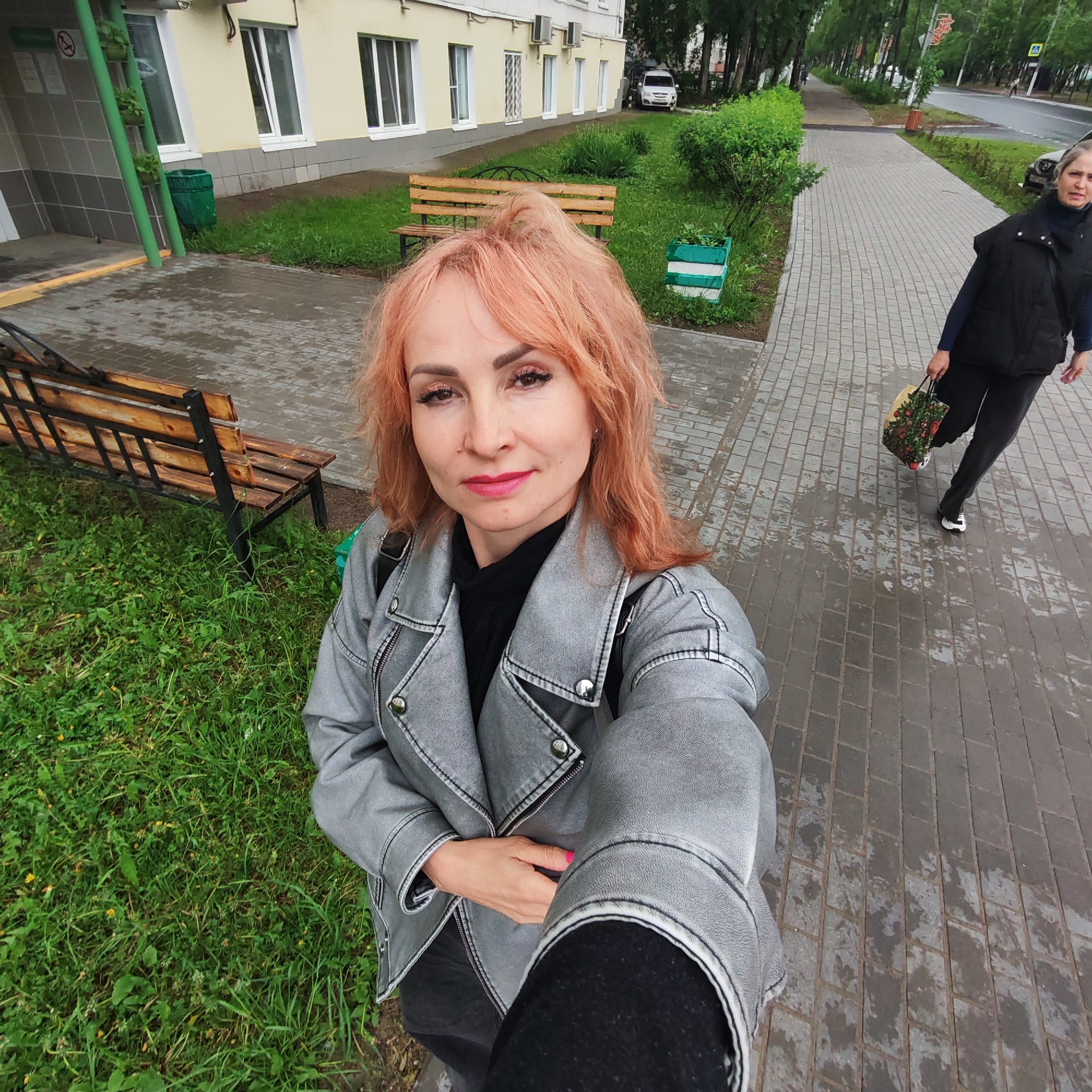 Mother and child visit bear topiary park in Chaikovsky