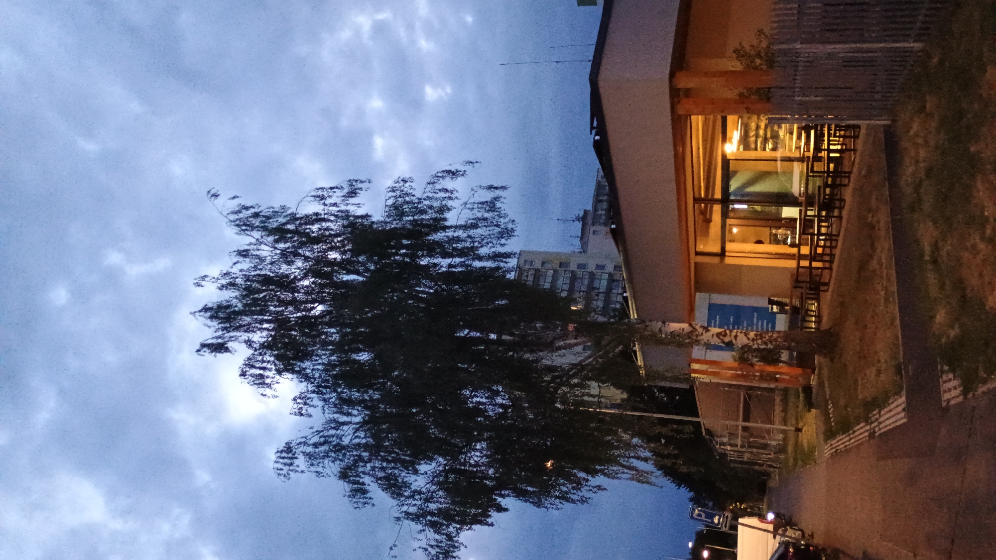 Sokolov neighborhood at dusk, streets and apartment blocks