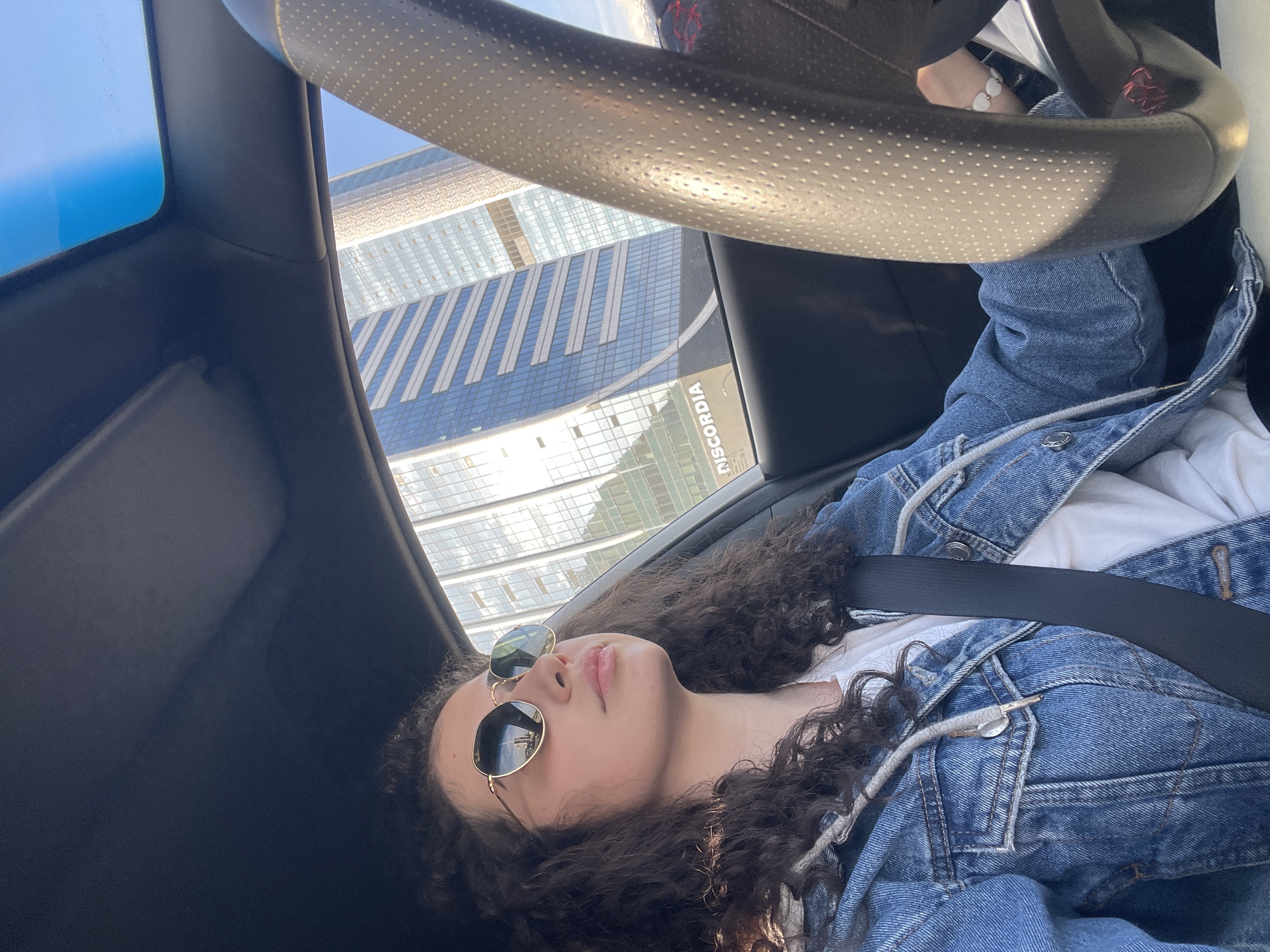 Early morning selfie captured in car in Sofia