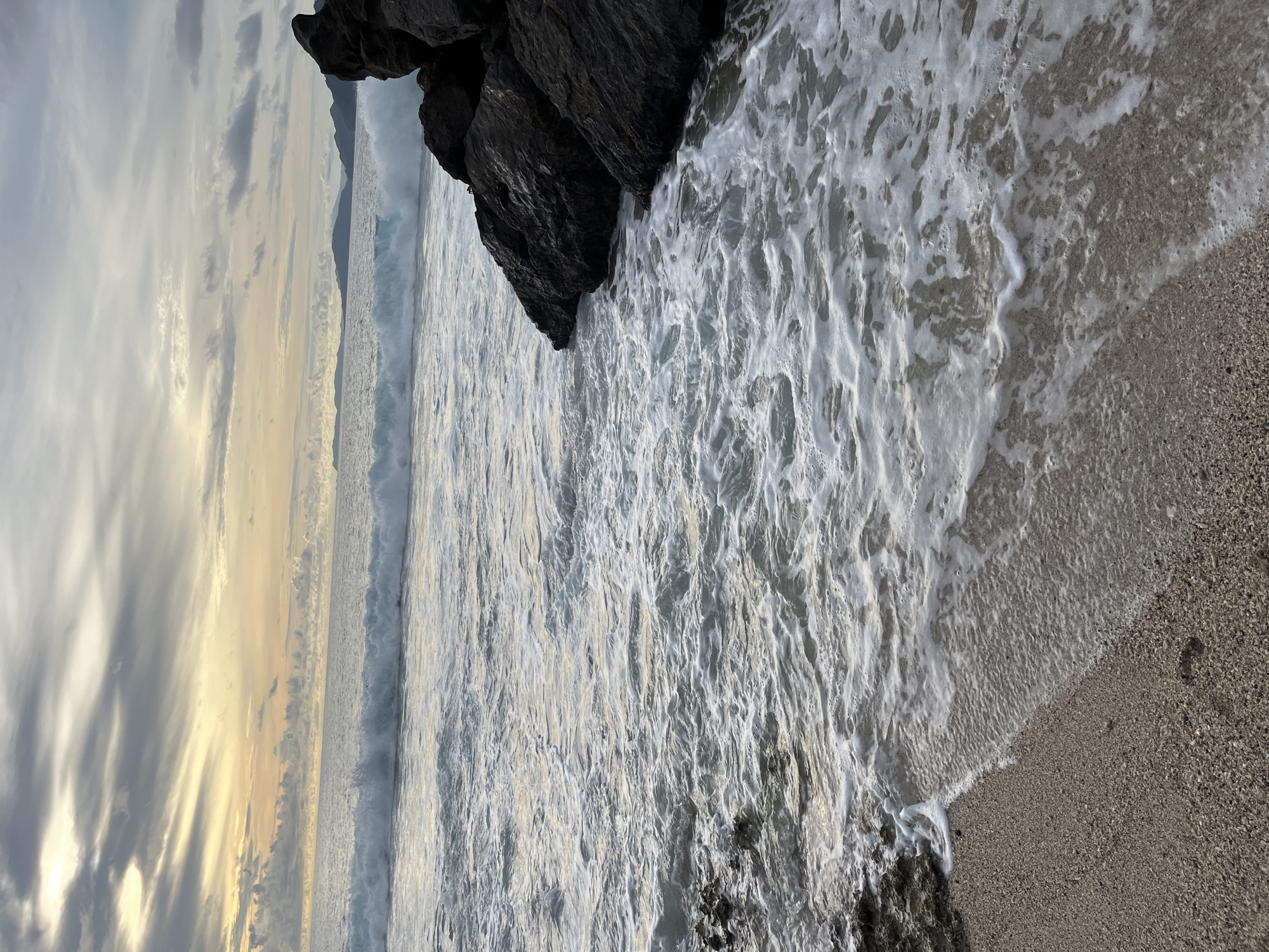 Low tide on a rocky shore, pools explored and waves watched