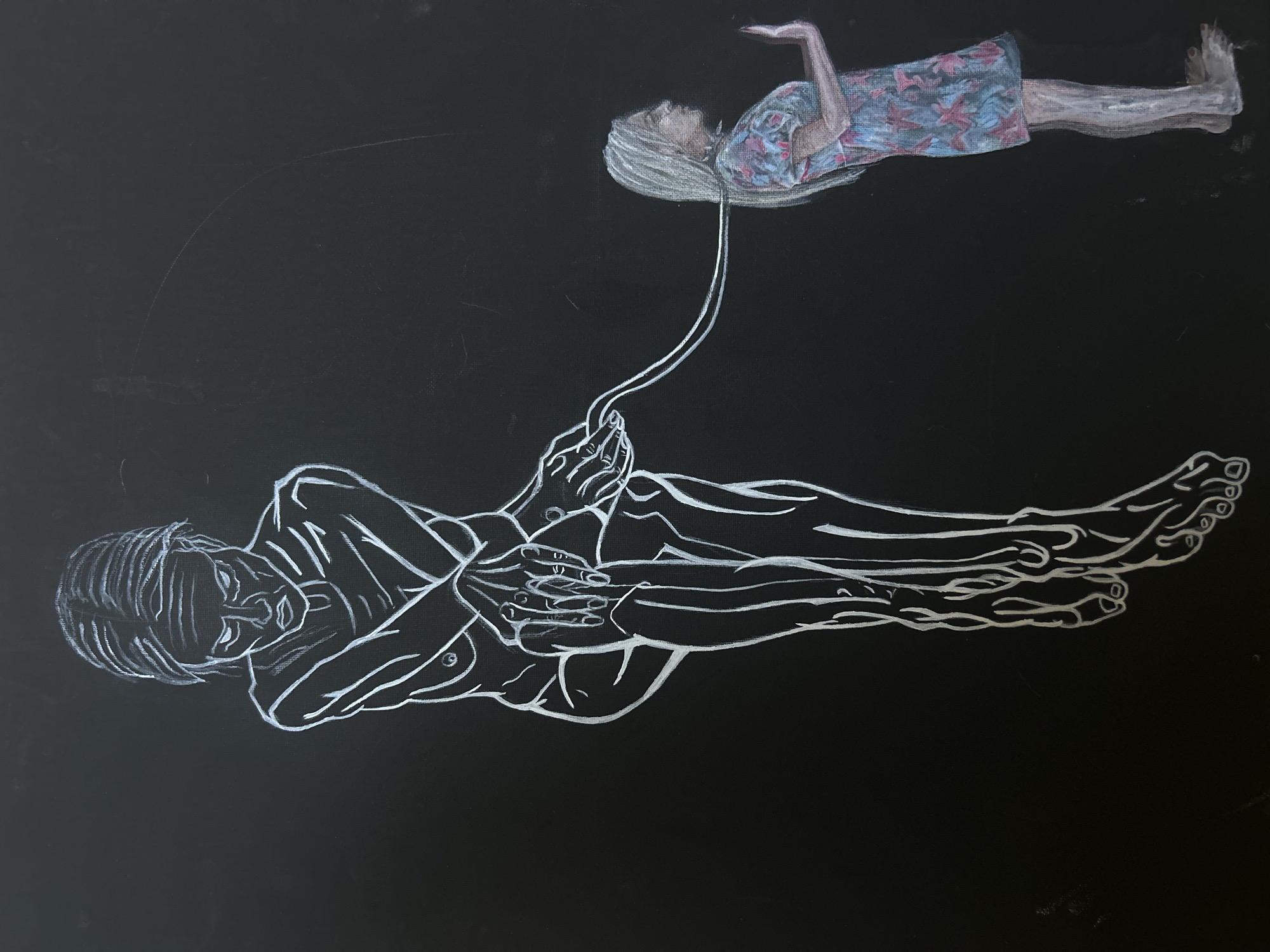 Chalk art featuring contrasting figures documented in Cape Coral