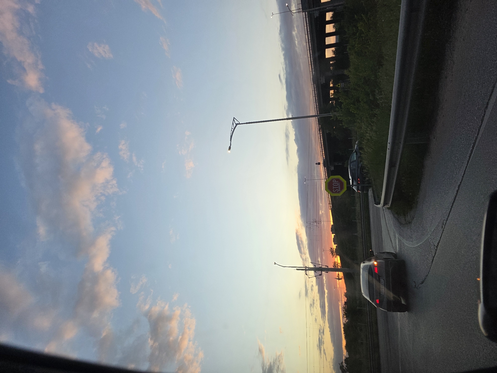 Evening commuter captures sunset views while driving through Plovdiv
