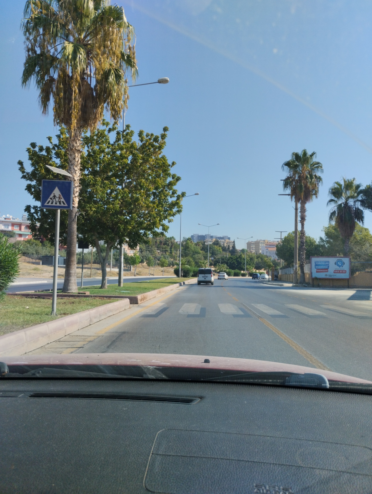 Driving through Toroslar streets on a sunny morning