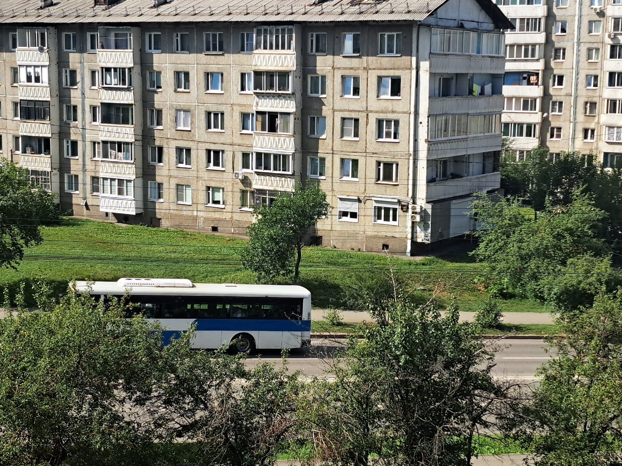 Quiet residential streets and apartment blocks in Irkutsk