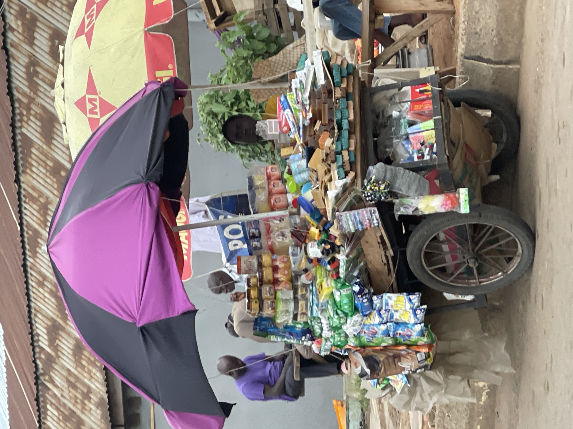 Street vendors conduct business in Jos, Nigeria