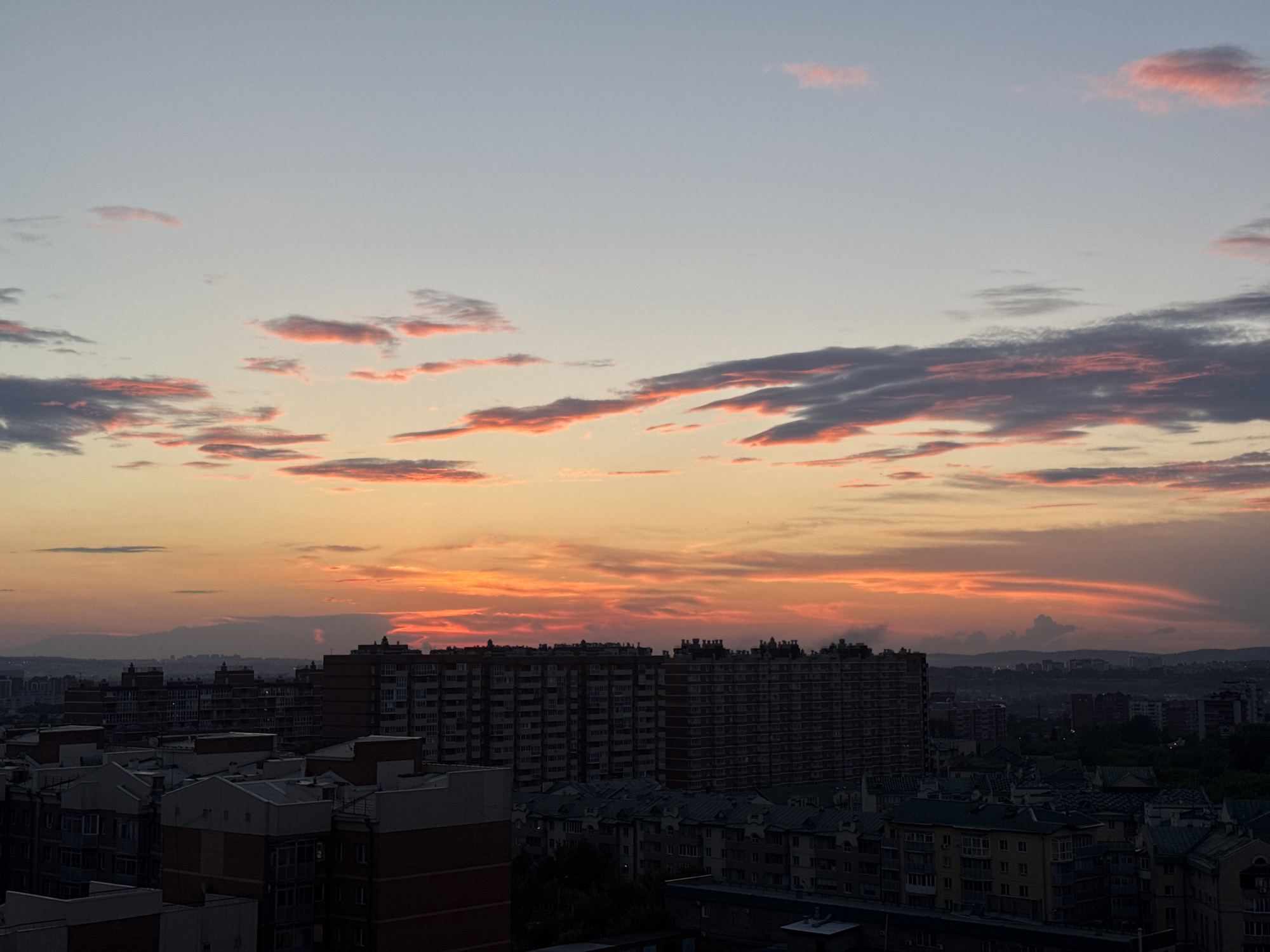 Irkutsk skyline glows in warm sunset colors