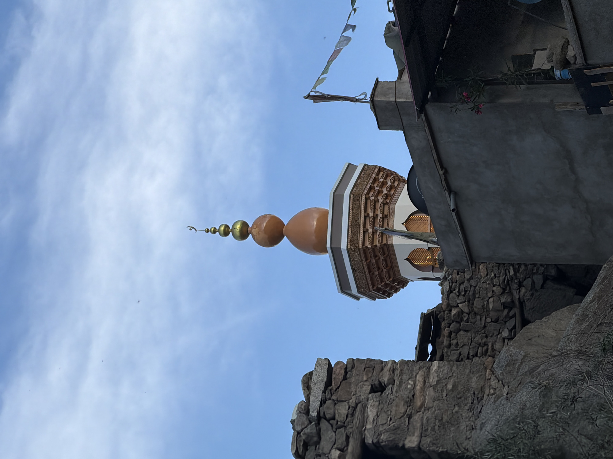 Gurdwara and minaret rise above Leh's old town streets