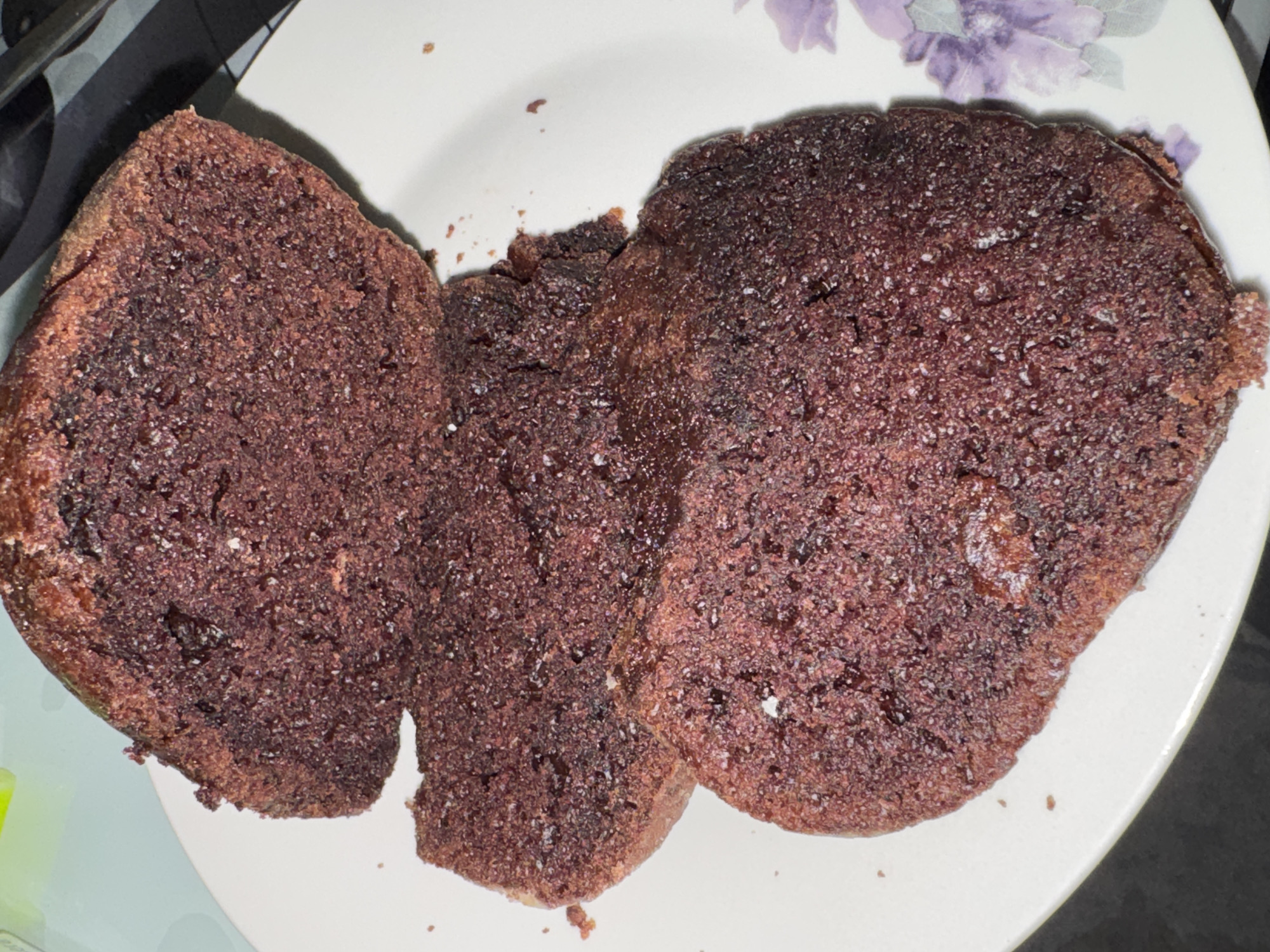 Chocolate cake slices photographed in Berkovitsa home
