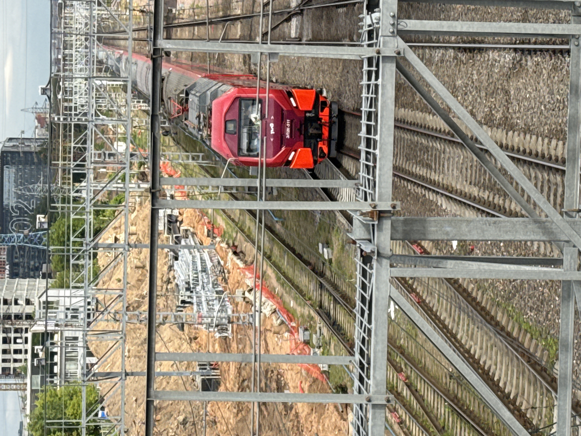 Early morning Moscow scenes include train, construction worker, street views
