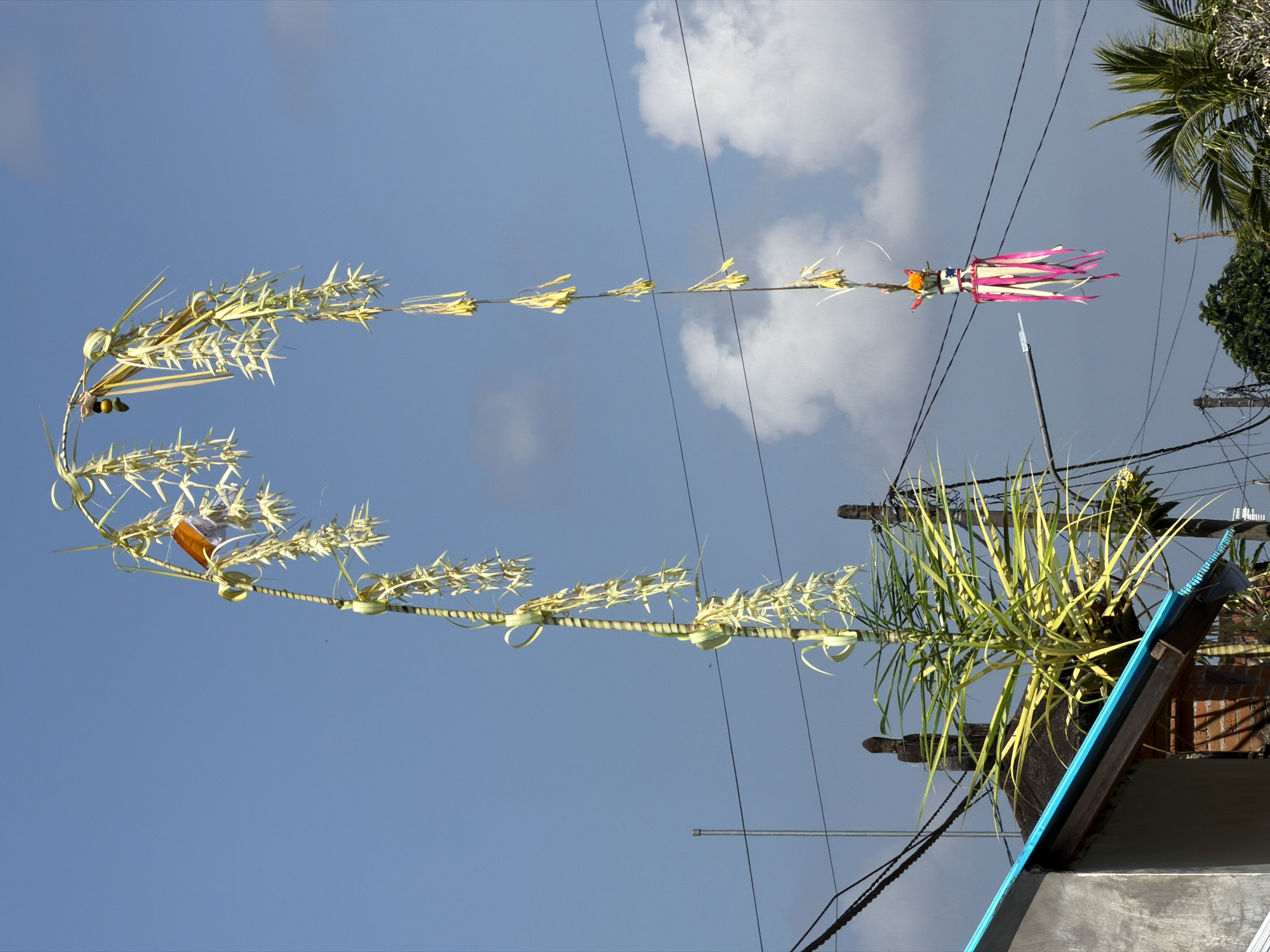 Traditional decorations span Ubud streets for local celebrations