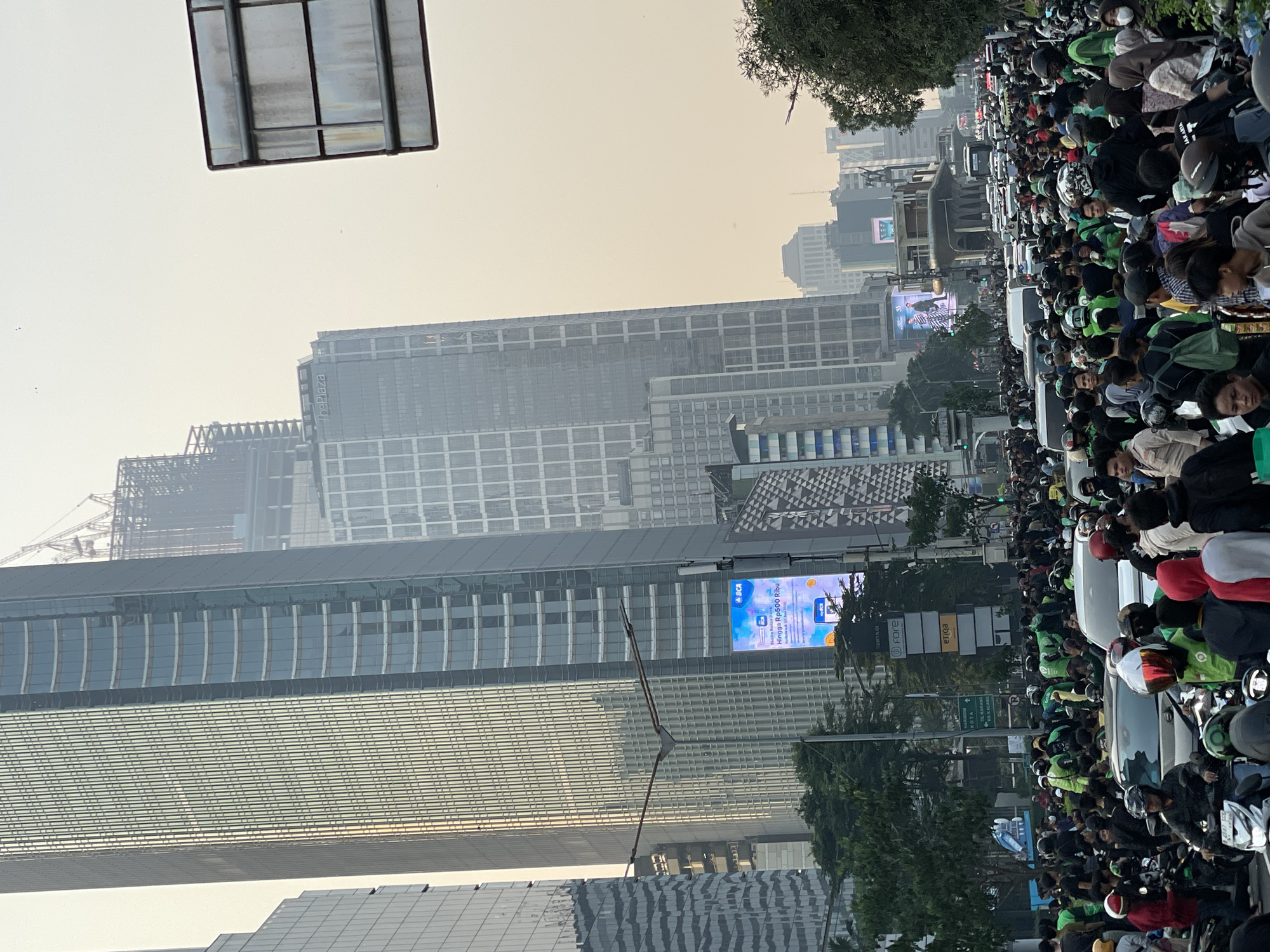 Grab drivers stage mass gathering in Central Jakarta streets