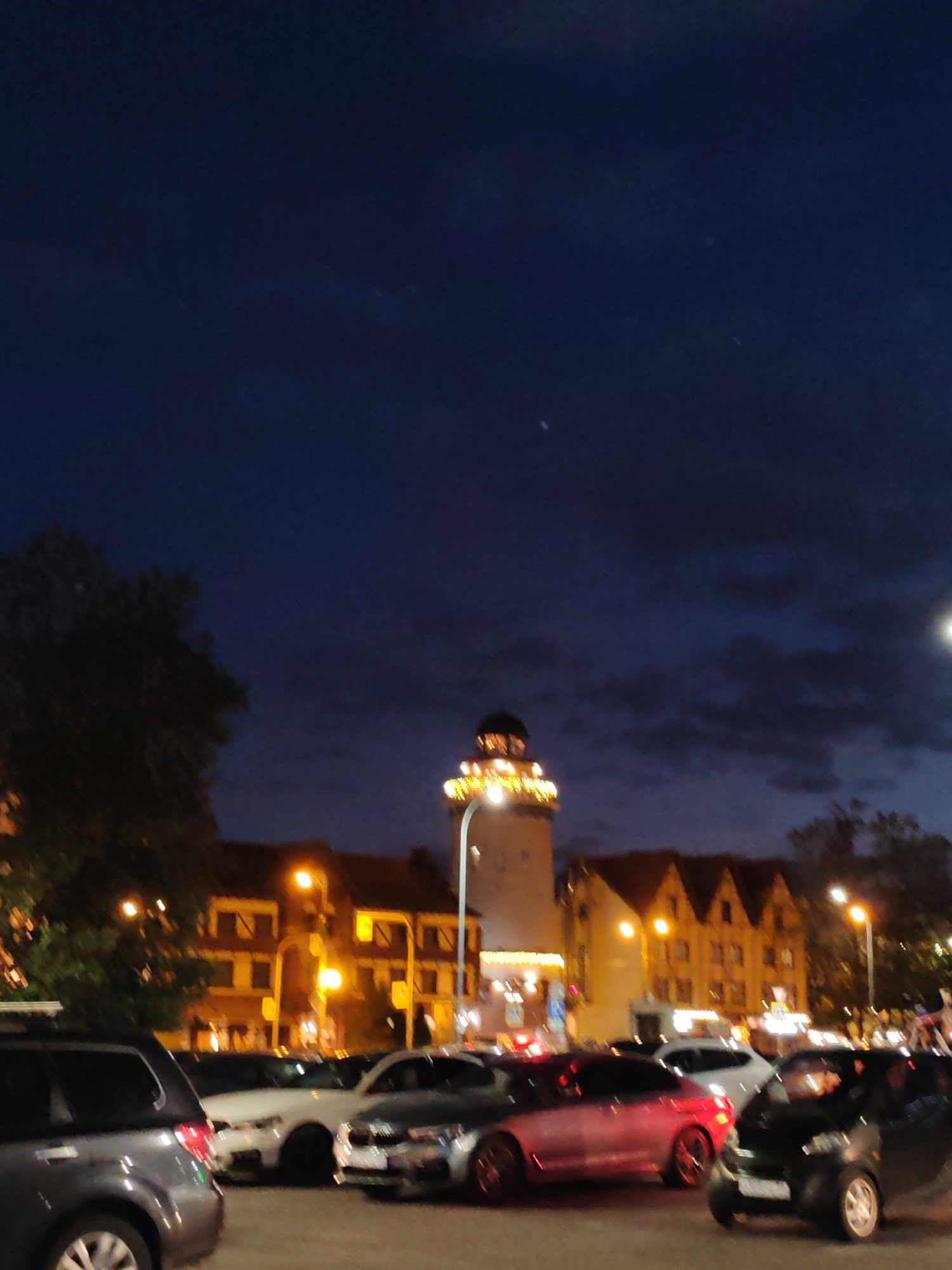Kaliningrad streets and parking lot at dusk, late June