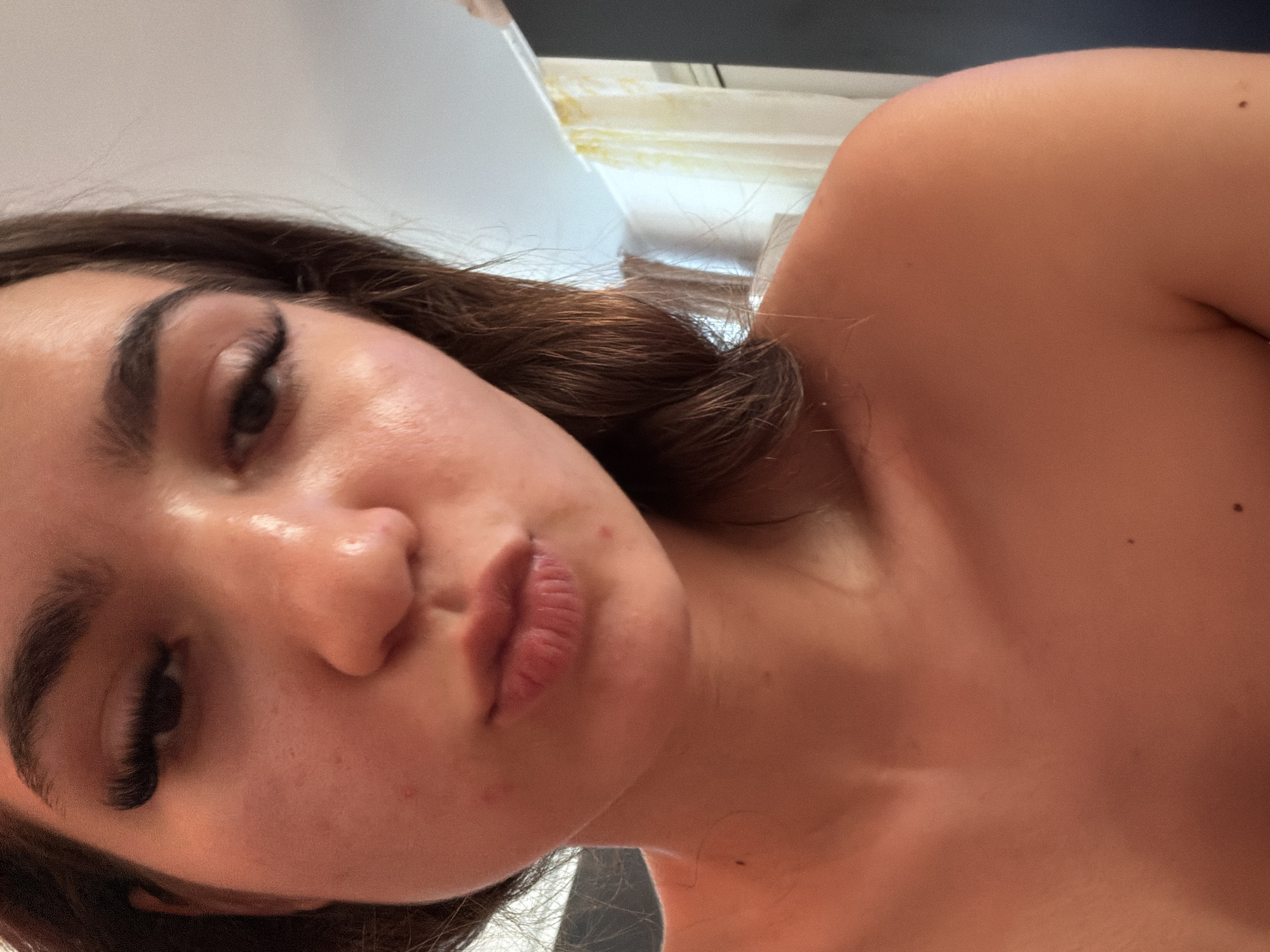 Woman takes selfies in Voynegovtsi, Bulgaria