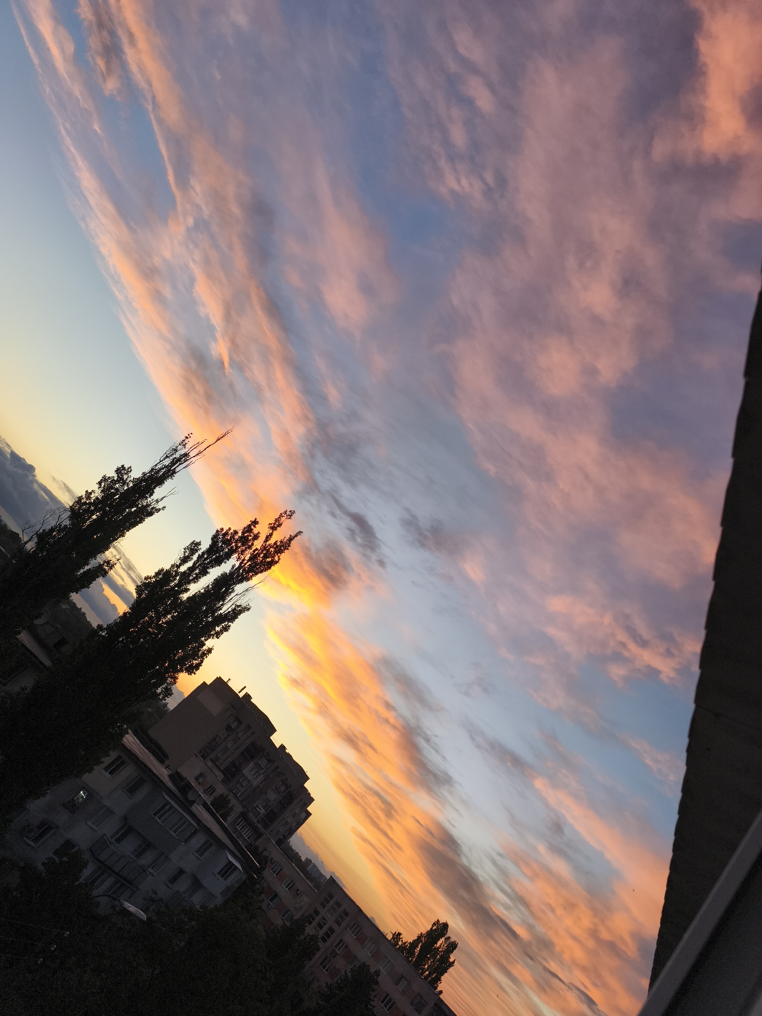 Colorful sunset observed over Tiraspol, Moldova