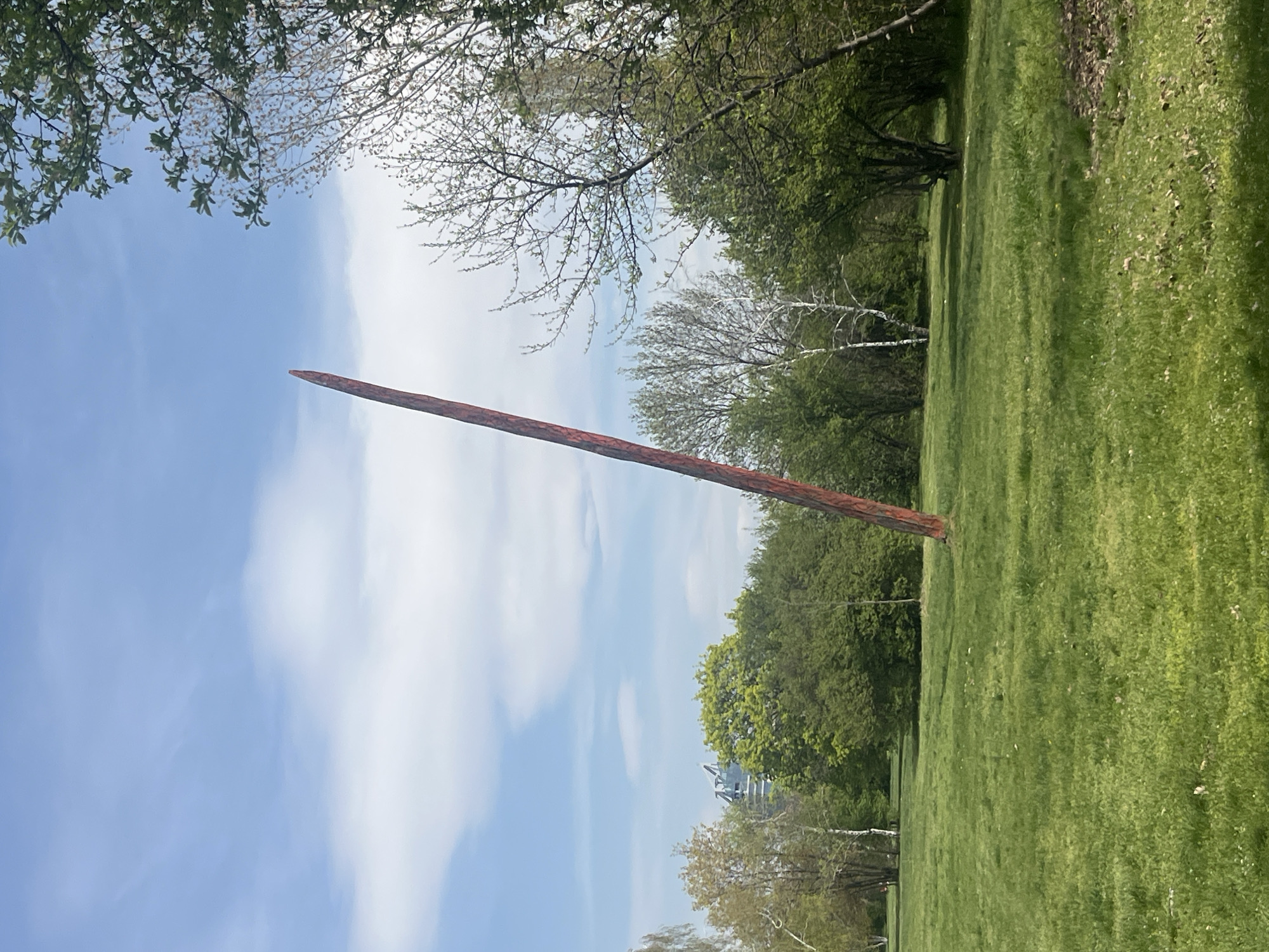 Tall sculpture observed in Sofia park landscape