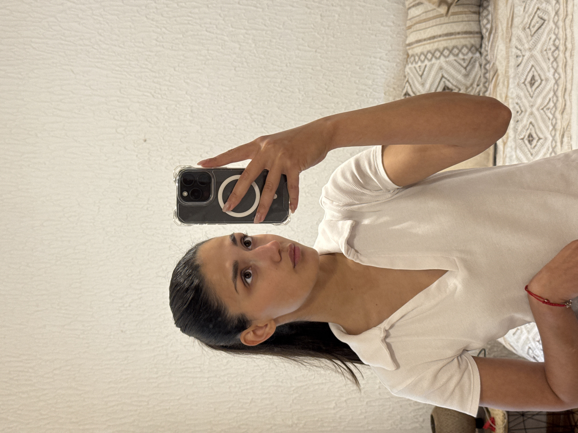 Woman documents personal routine in Sutomore, Montenegro