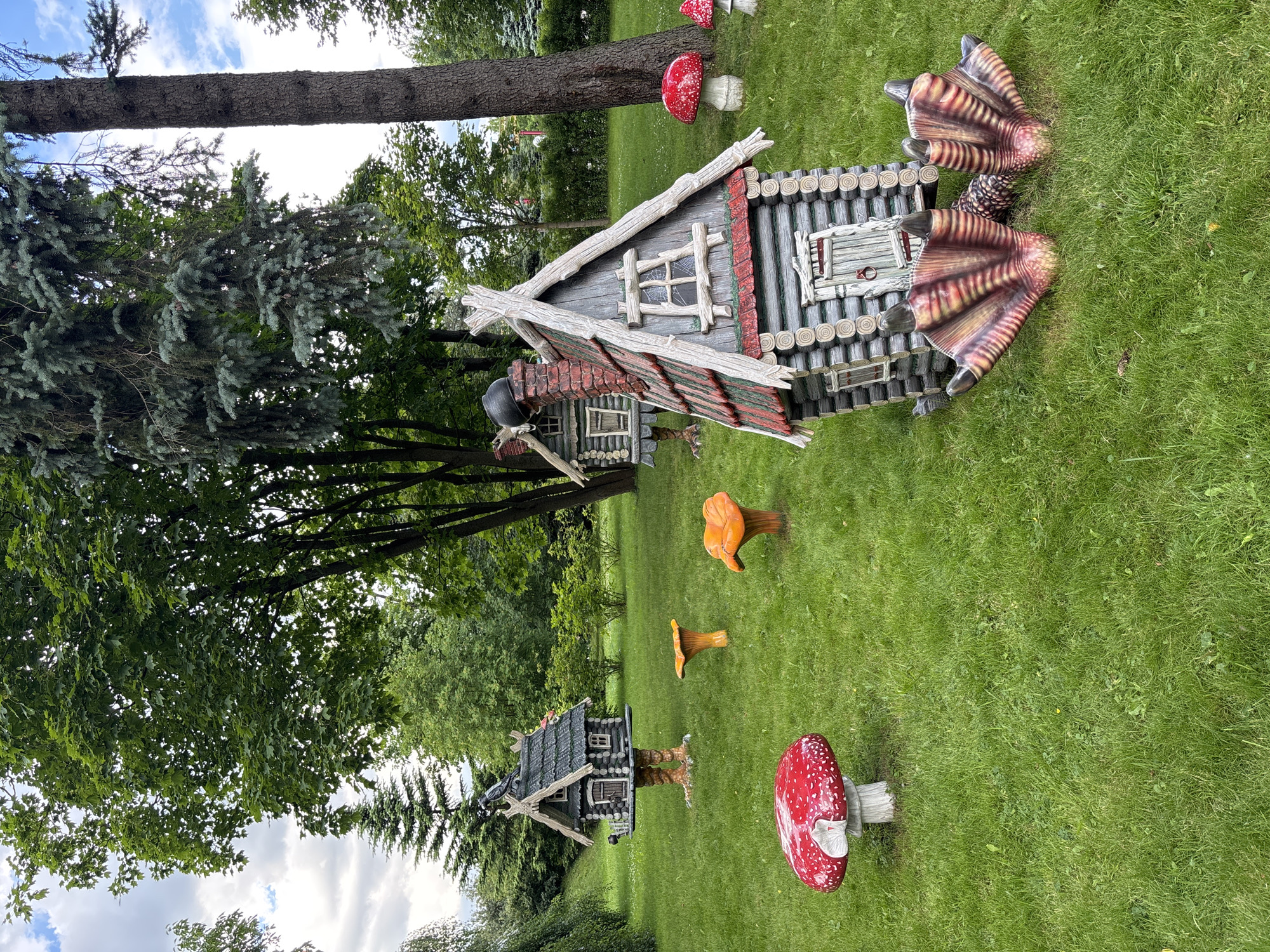 Miniature log cabin in a Saint Petersburg park or garden