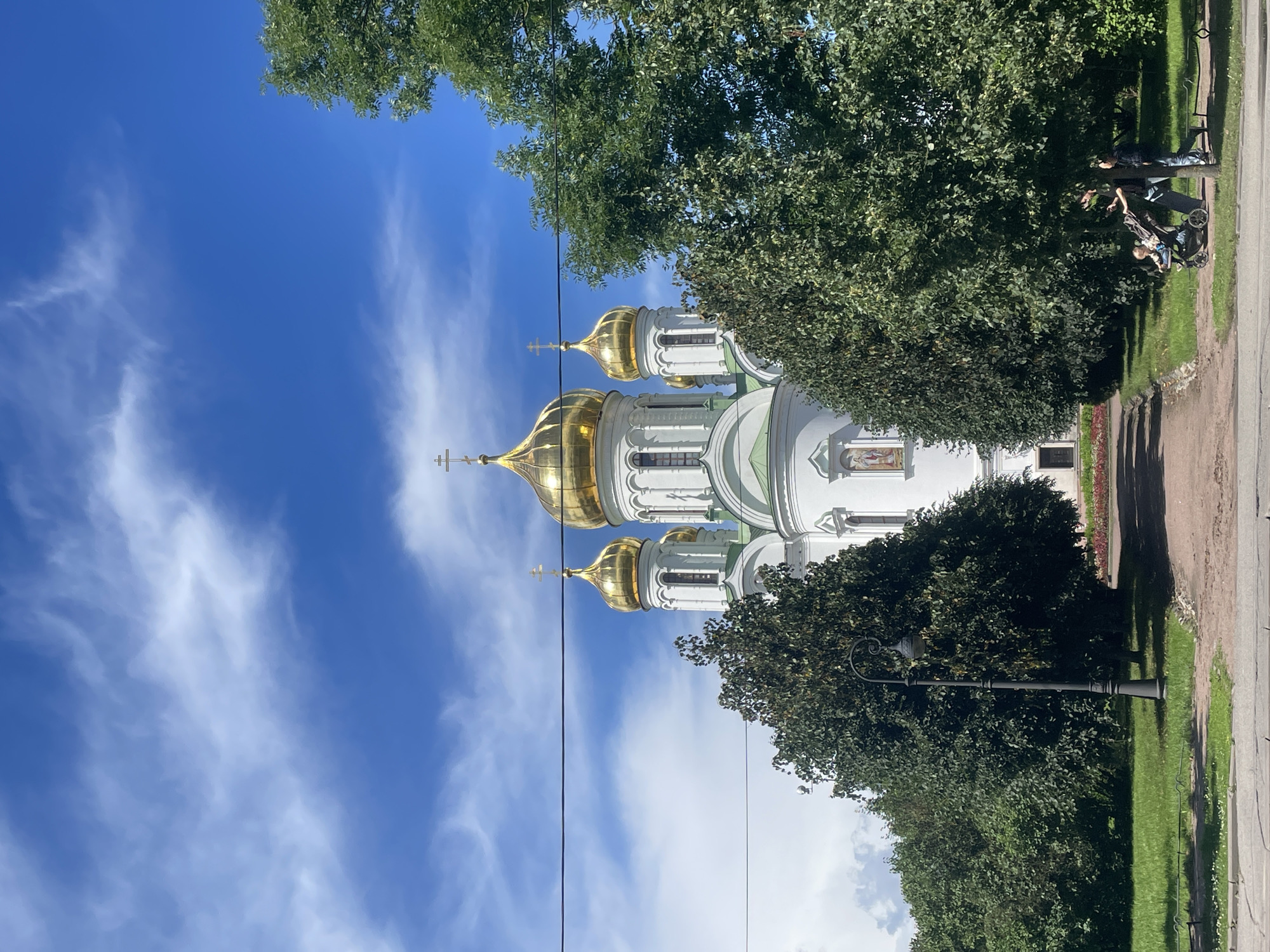 Summer morning around Catherine Palace and park in Pushkin