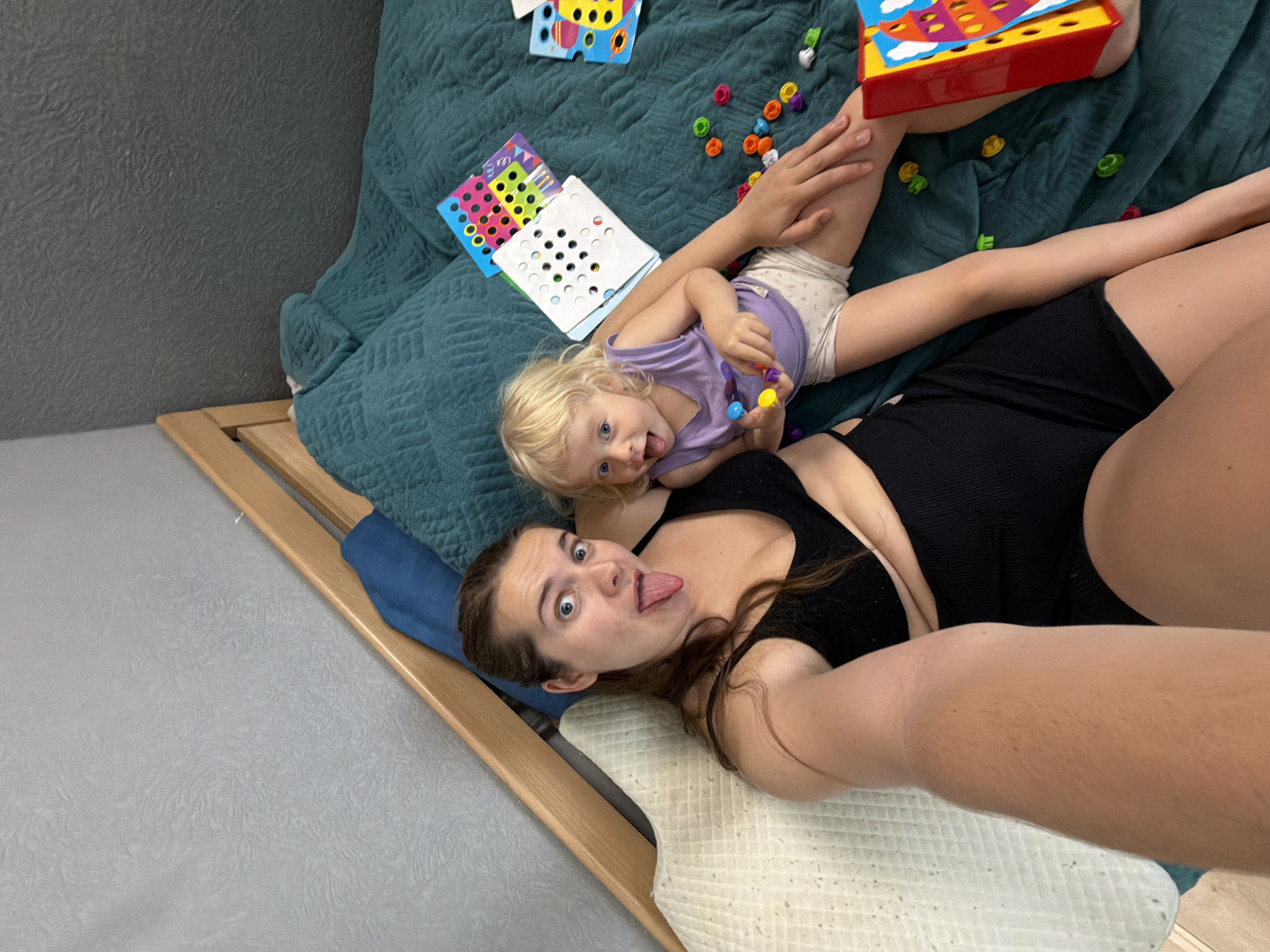 Mother, child share playful moments with toys in Sochi