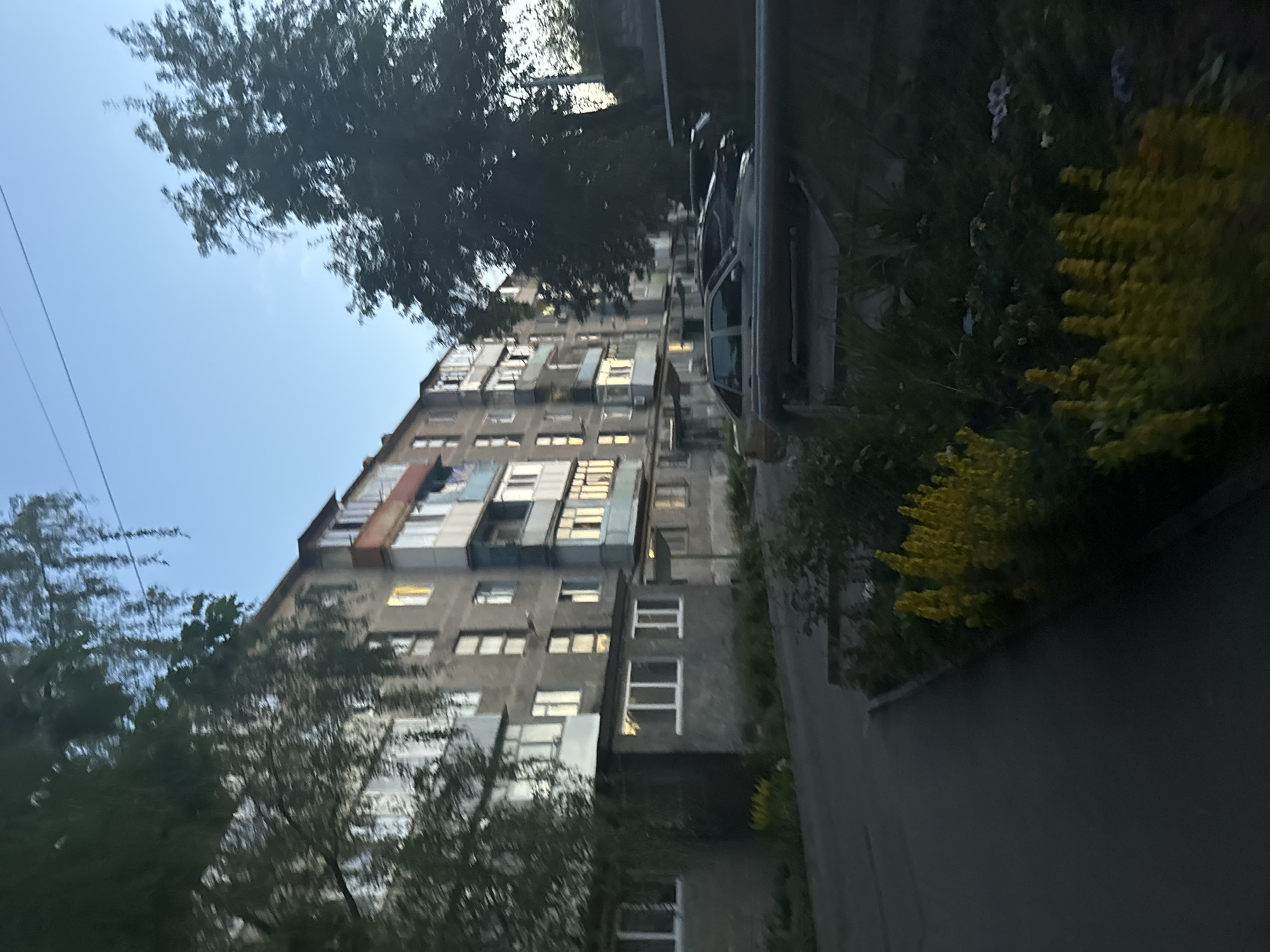 Everyday street life in a Kharkiv-area residential neighborhood