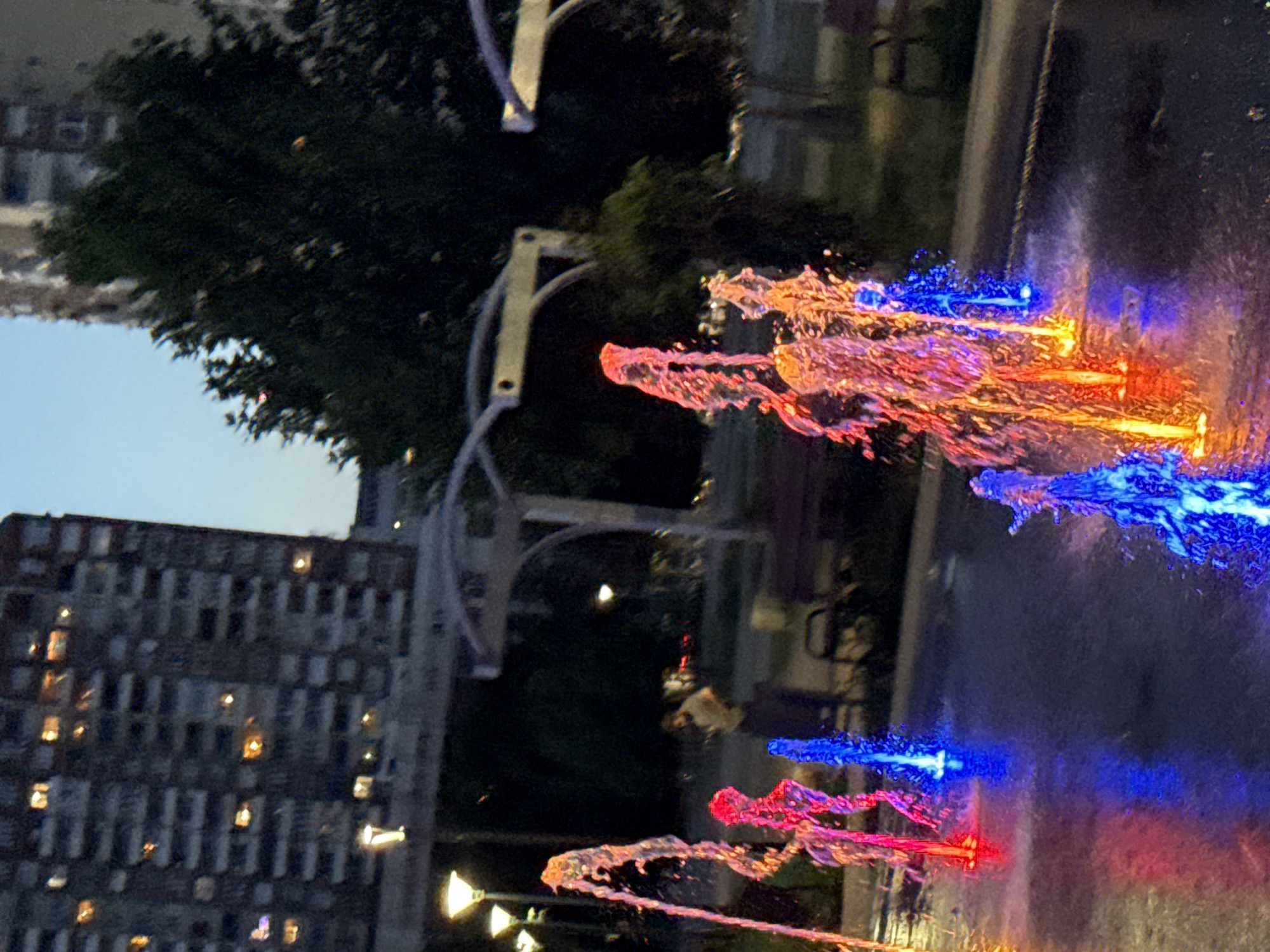 Colored fountains and evening vibes at a Sofia city park