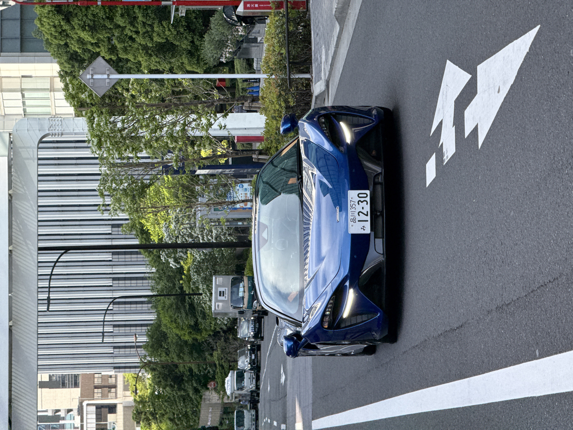 Blue sports car spotted on Minato street Saturday morning